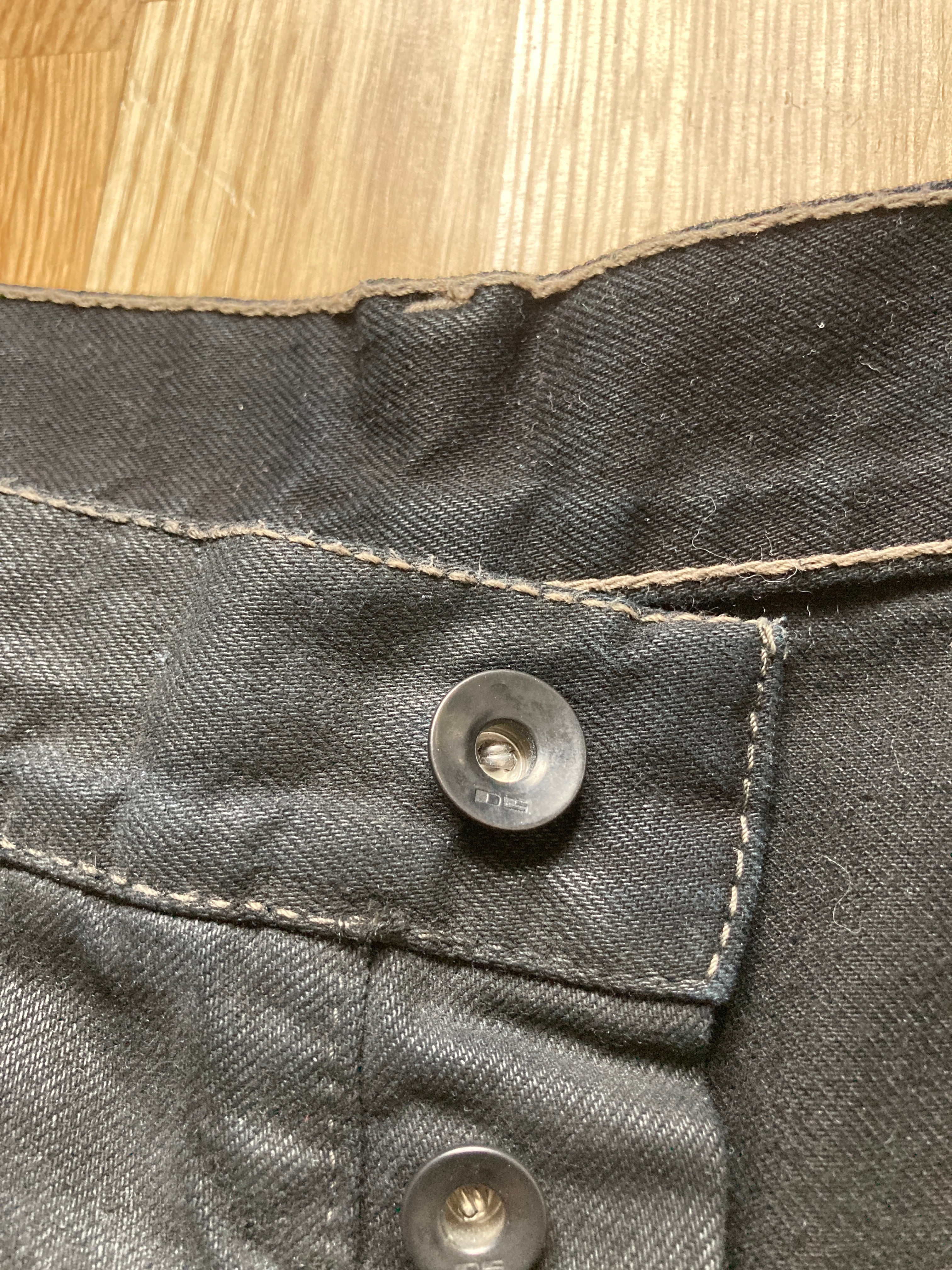 F/W 17 "GLITTER" Black Heavy Waxed Matte Dustulator Cut Denim US30