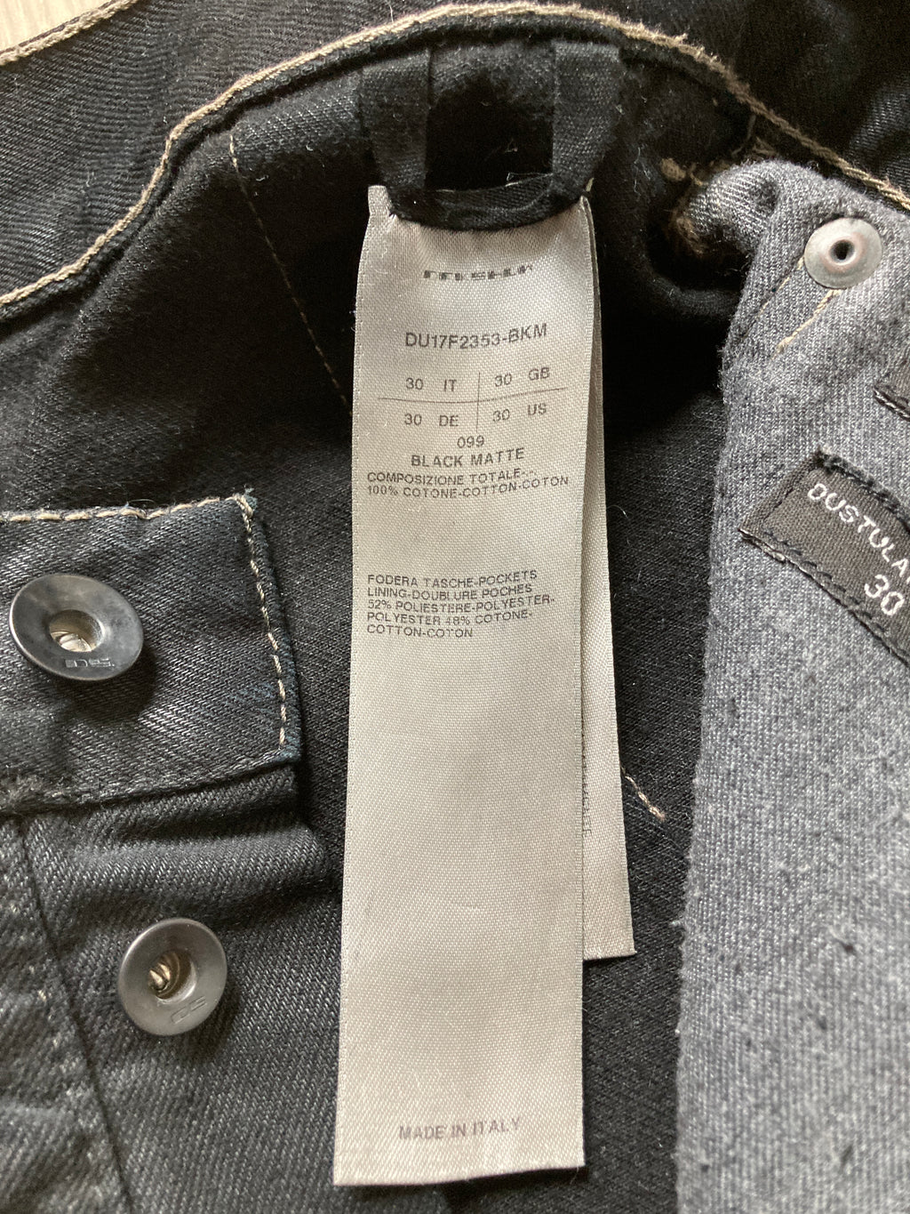 F/W 17 "GLITTER" Black Heavy Waxed Matte Dustulator Cut Denim US30