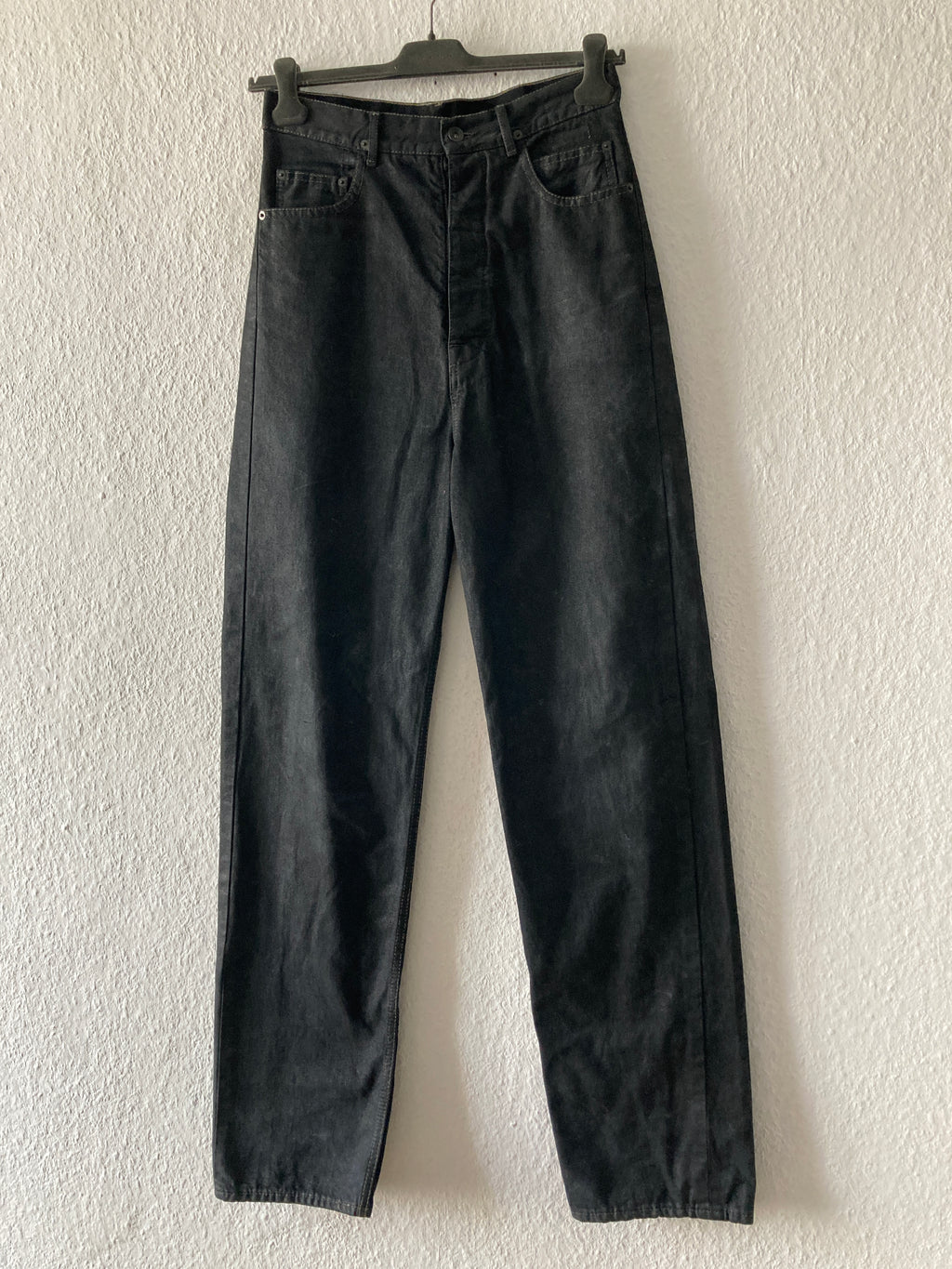 F/W 17 "GLITTER" Black Heavy Waxed Matte Dustulator Cut Denim US30