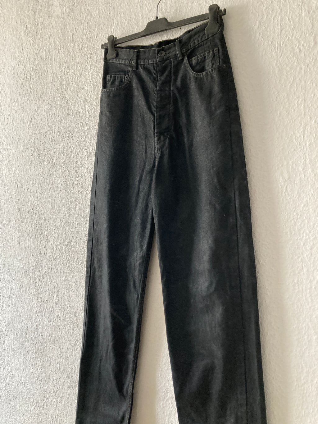 F/W 17 "GLITTER" Black Heavy Waxed Matte Dustulator Cut Denim US30
