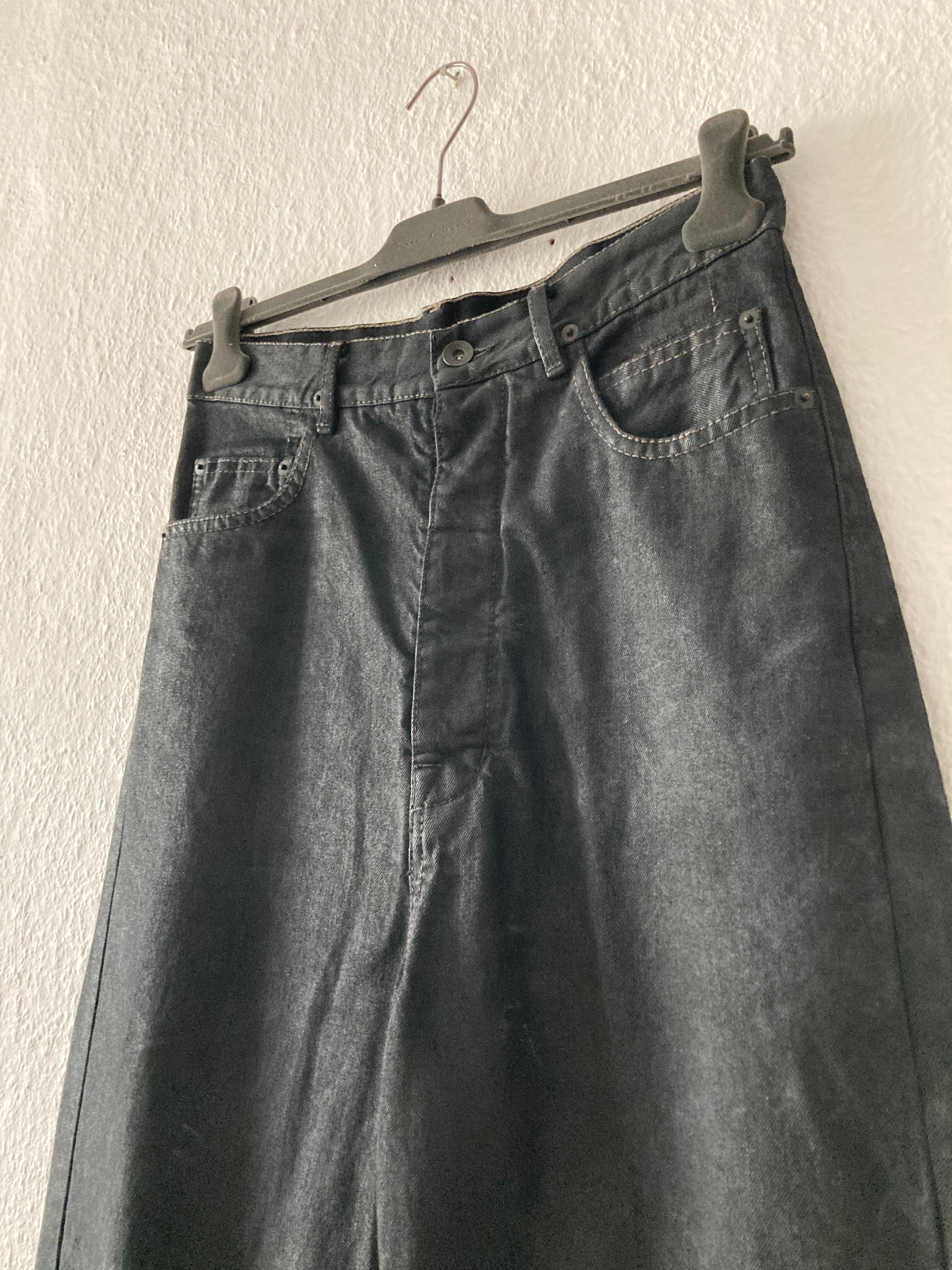 F/W 17 "GLITTER" Black Heavy Waxed Matte Dustulator Cut Denim US30