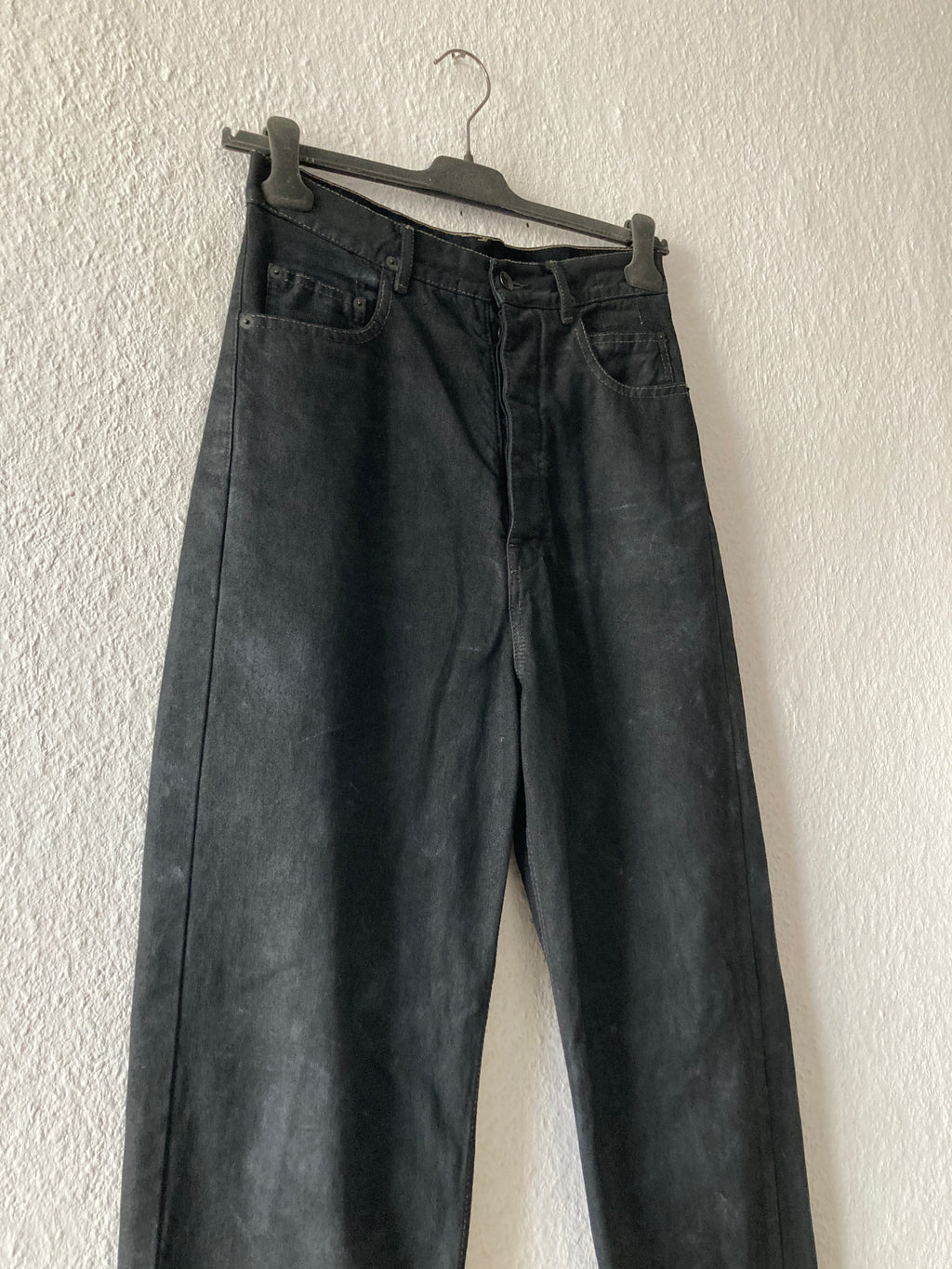 F/W 17 "GLITTER" Black Heavy Waxed Matte Dustulator Cut Denim US30