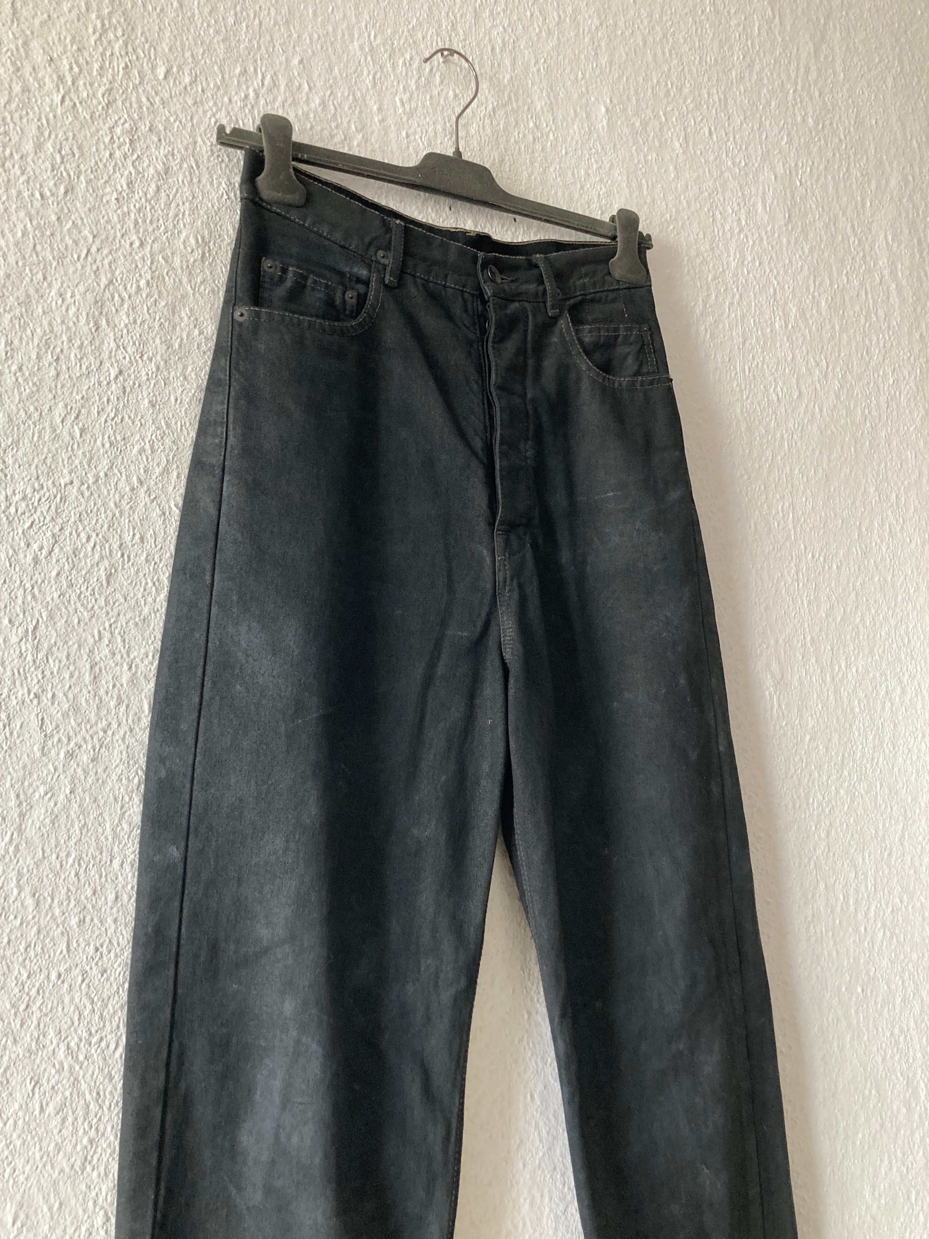 F/W 17 "GLITTER" Black Heavy Waxed Matte Dustulator Cut Denim US30