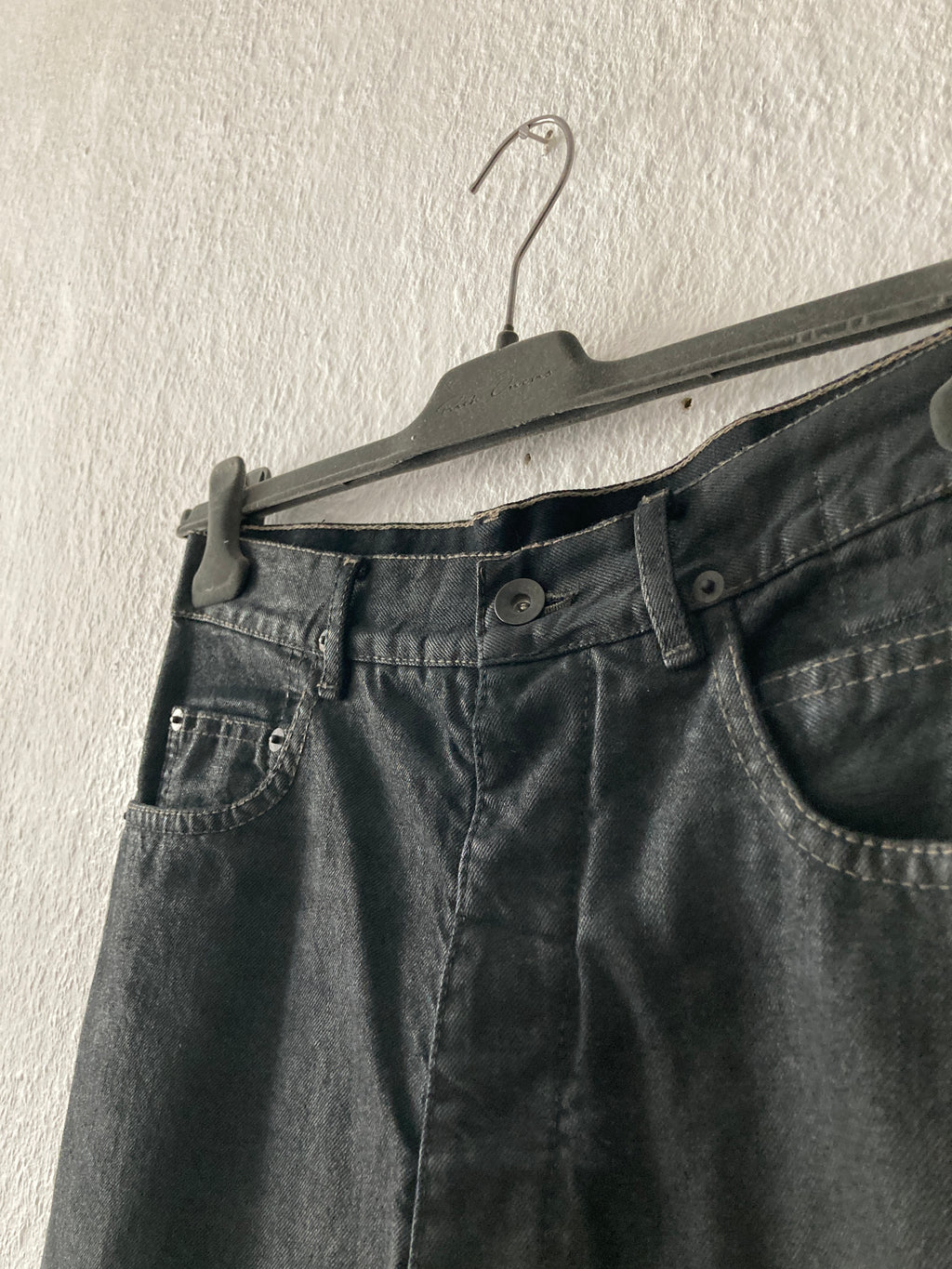 F/W 17 "GLITTER" Black Heavy Waxed Matte Dustulator Cut Denim US30