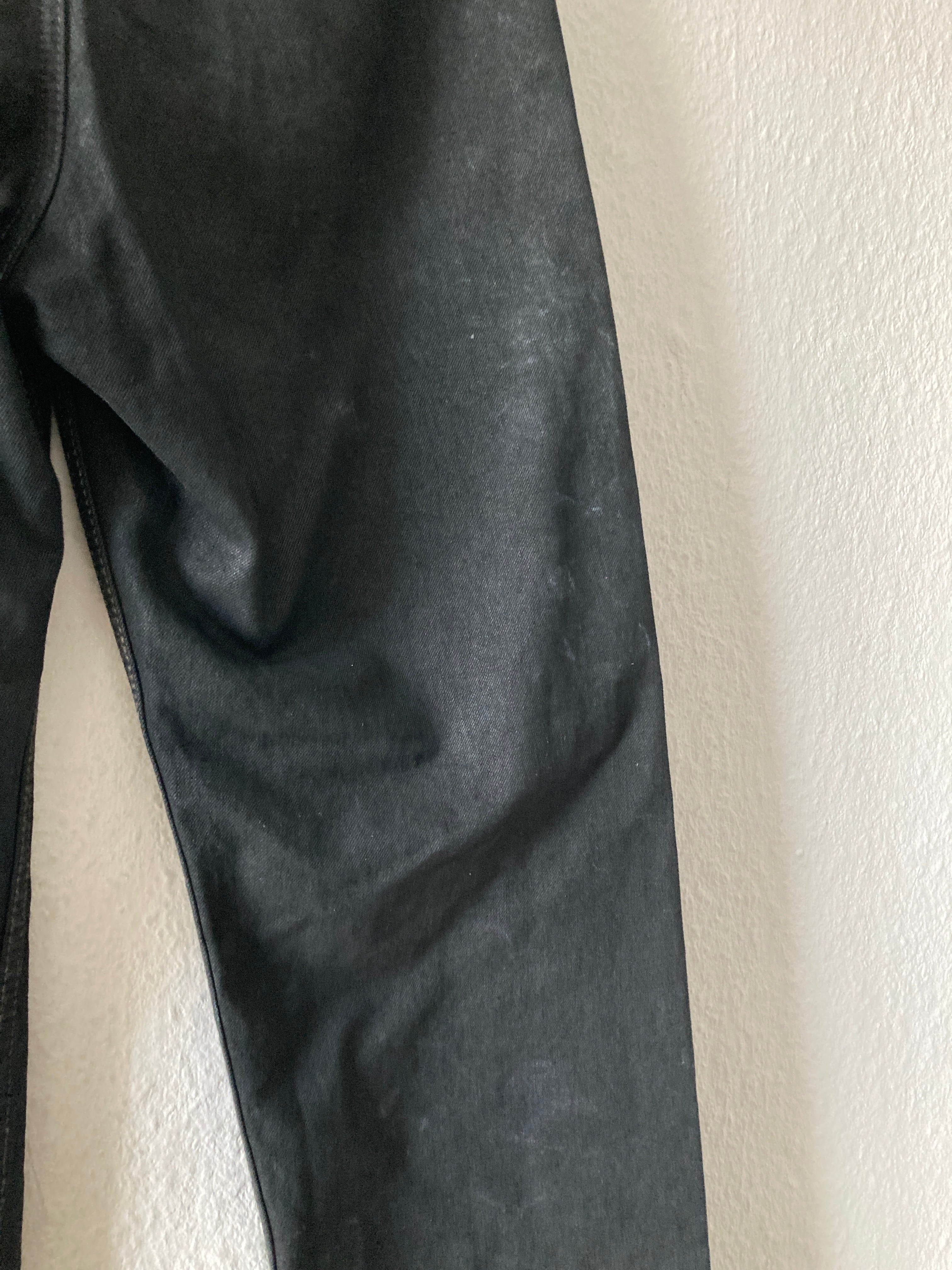 F/W 17 "GLITTER" Black Heavy Waxed Matte Dustulator Cut Denim US30