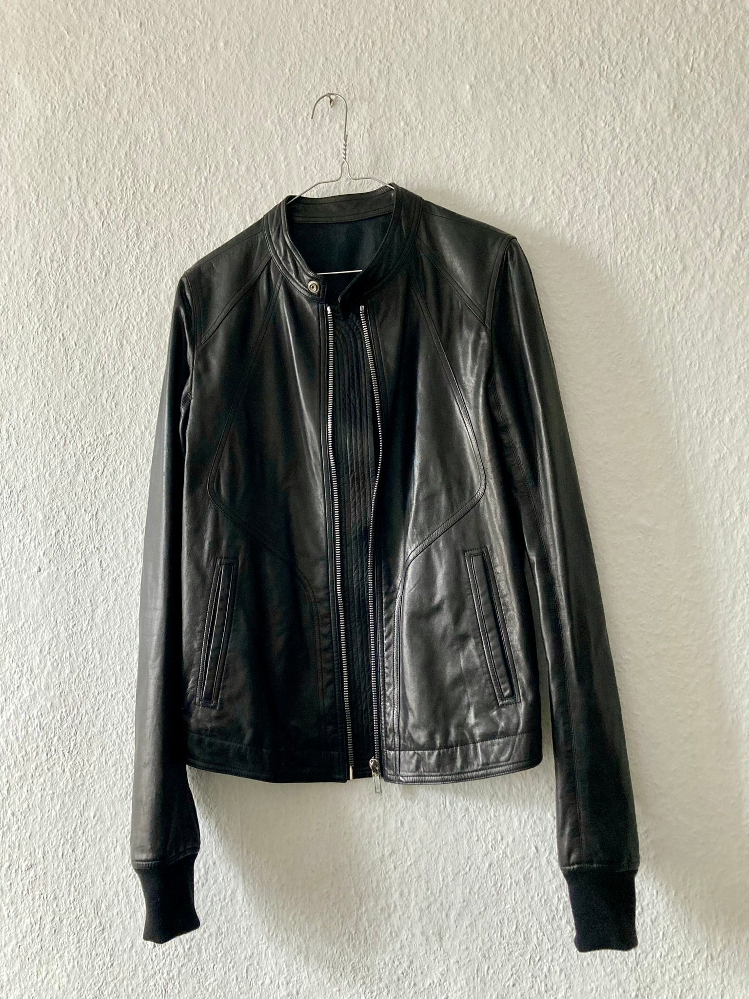 S/S 17 "WALRUS" Lamb Leather Intarsia Jacket in Black