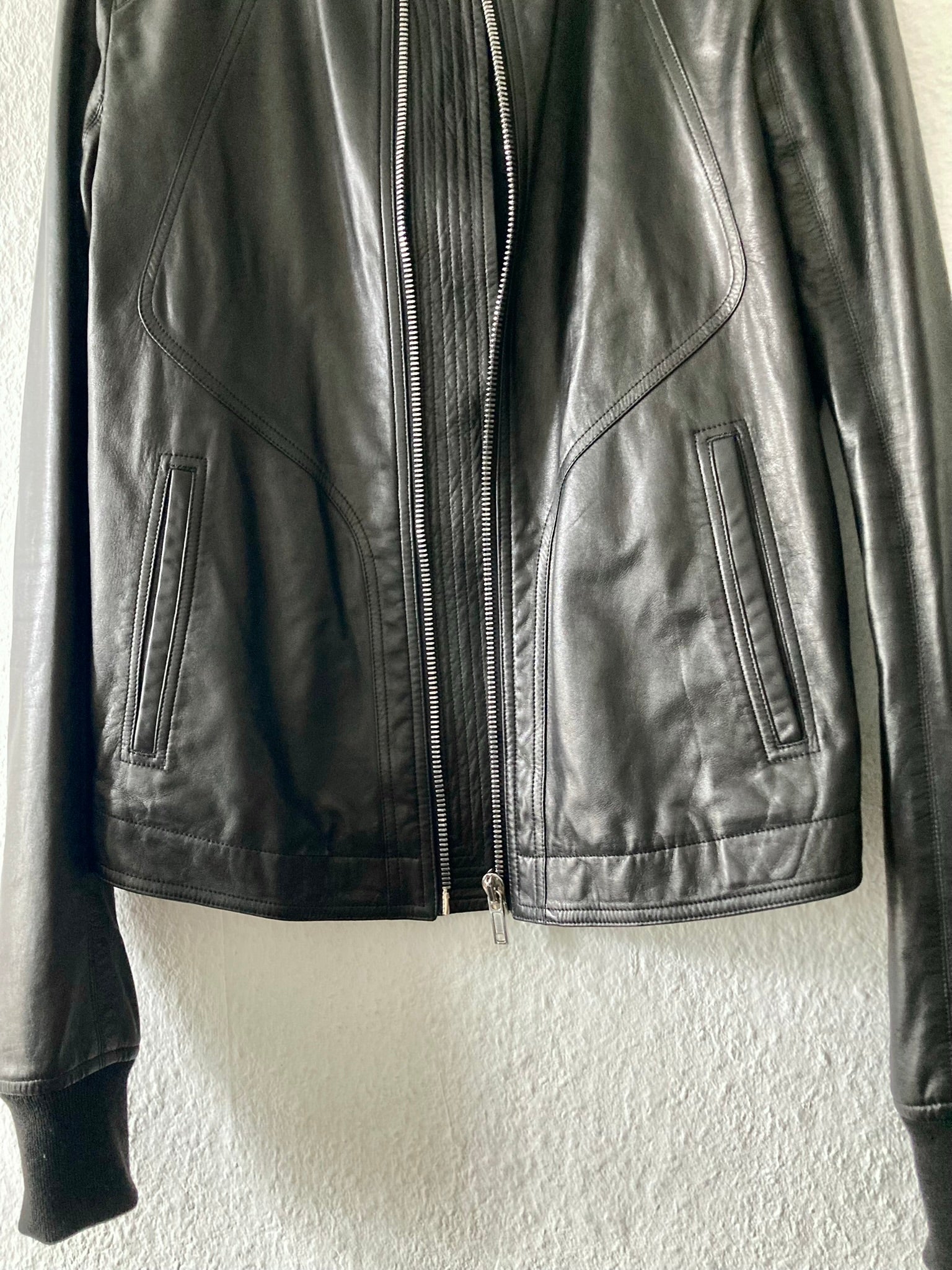 S/S 17 "WALRUS" Lamb Leather Intarsia Jacket in Black