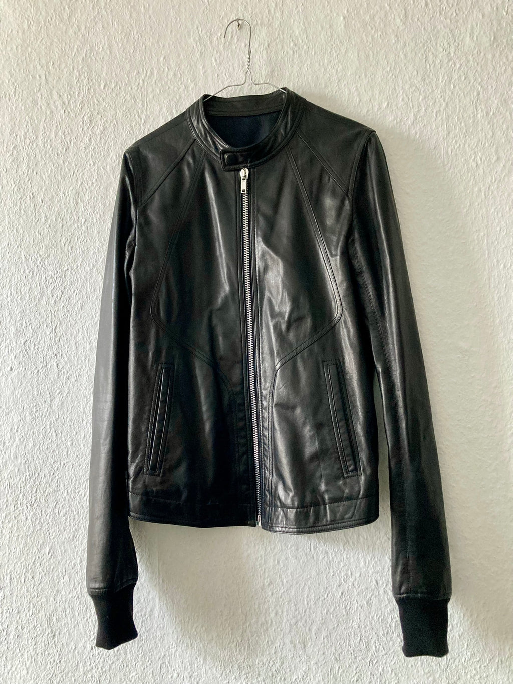 S/S 17 "WALRUS" Lamb Leather Intarsia Jacket in Black