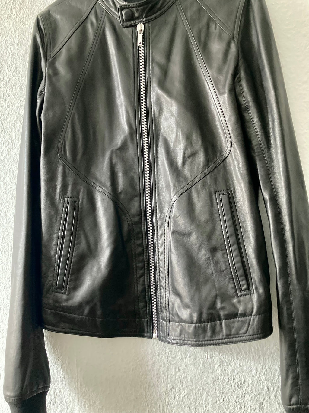 S/S 17 "WALRUS" Lamb Leather Intarsia Jacket in Black