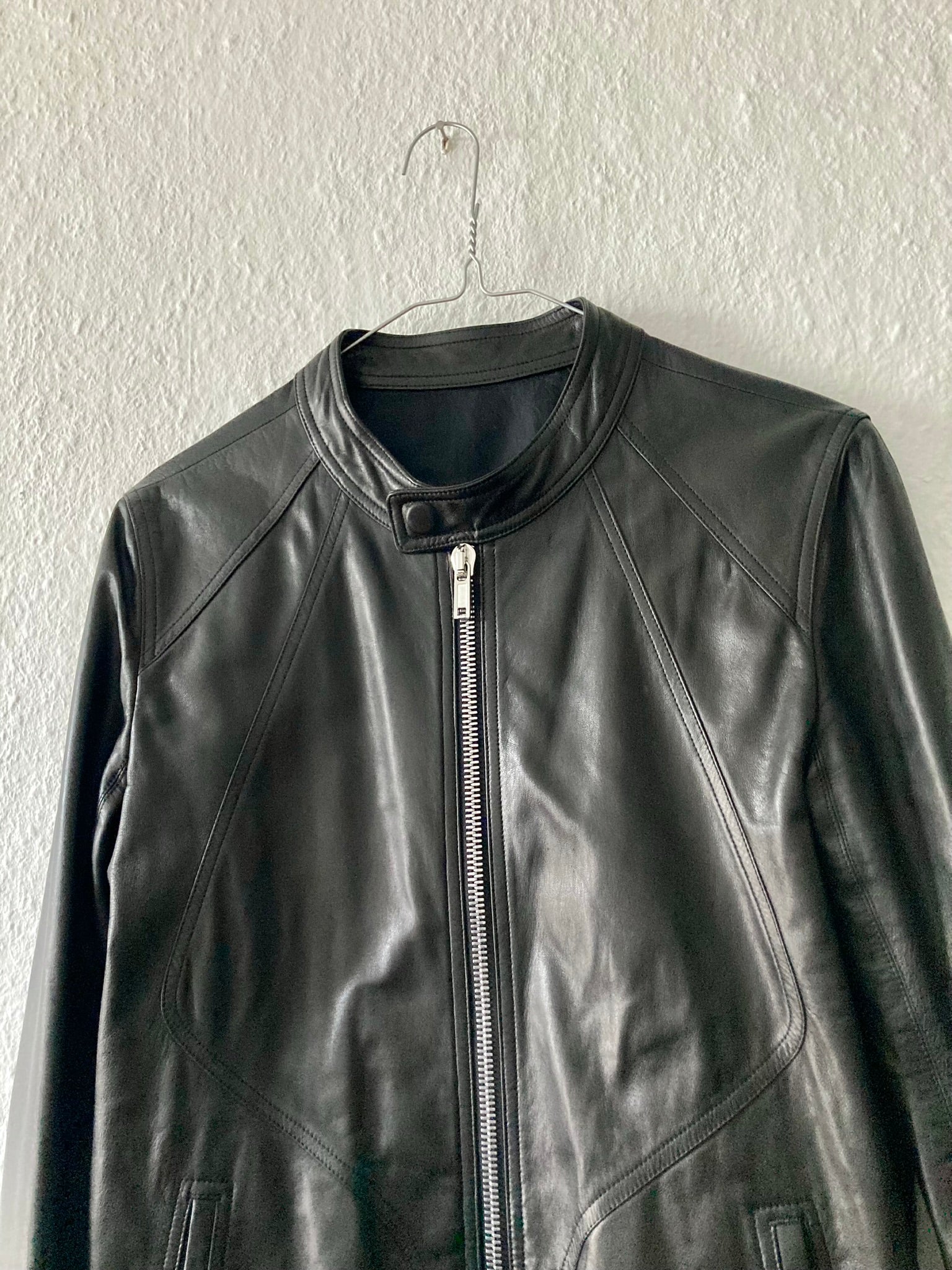 S/S 17 "WALRUS" Lamb Leather Intarsia Jacket in Black