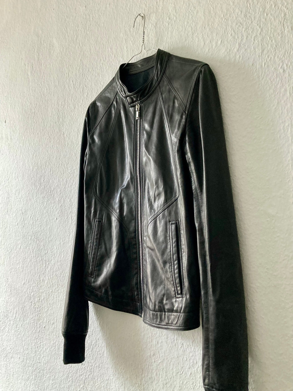 S/S 17 "WALRUS" Lamb Leather Intarsia Jacket in Black