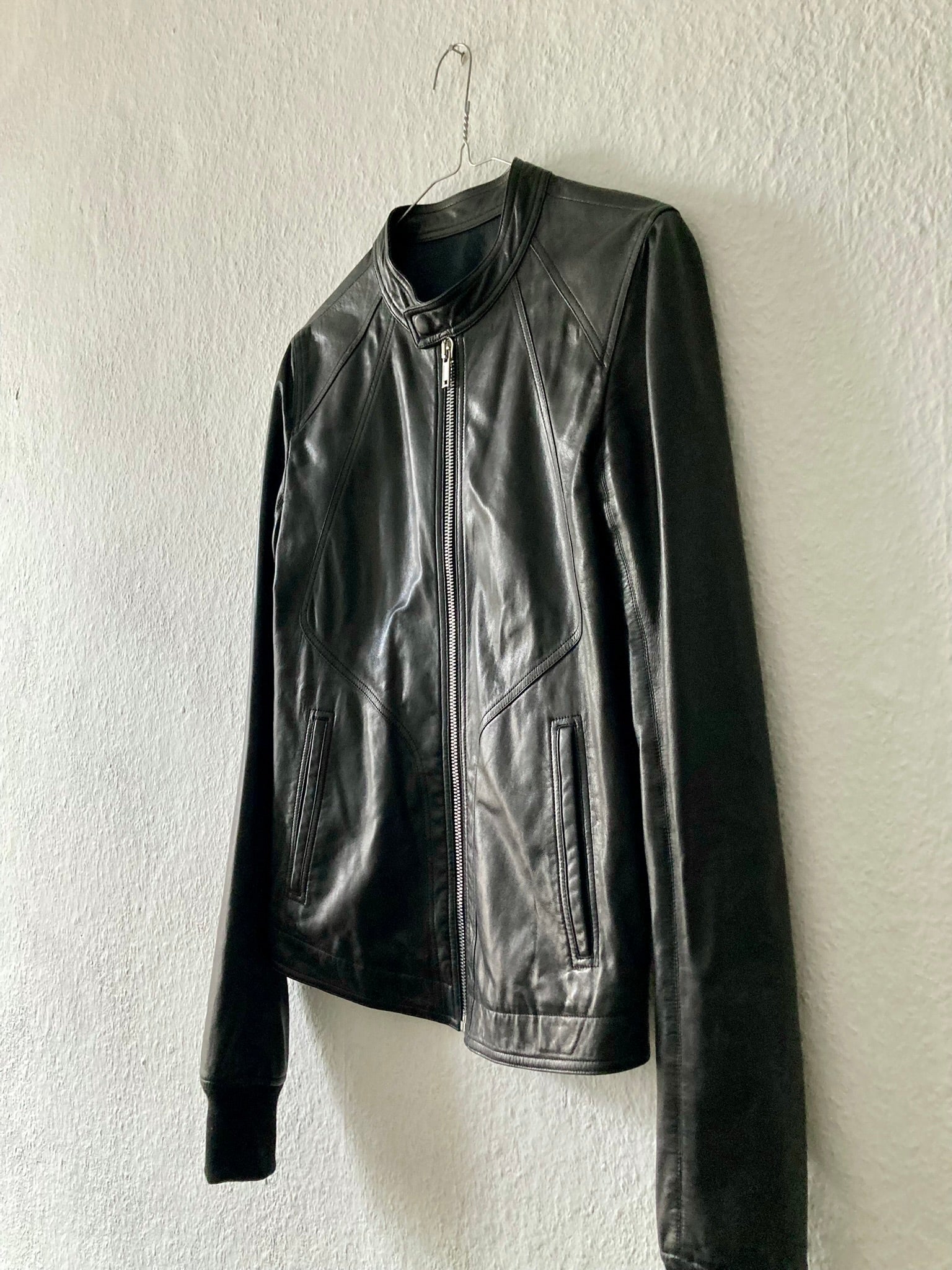 S/S 17 "WALRUS" Lamb Leather Intarsia Jacket in Black