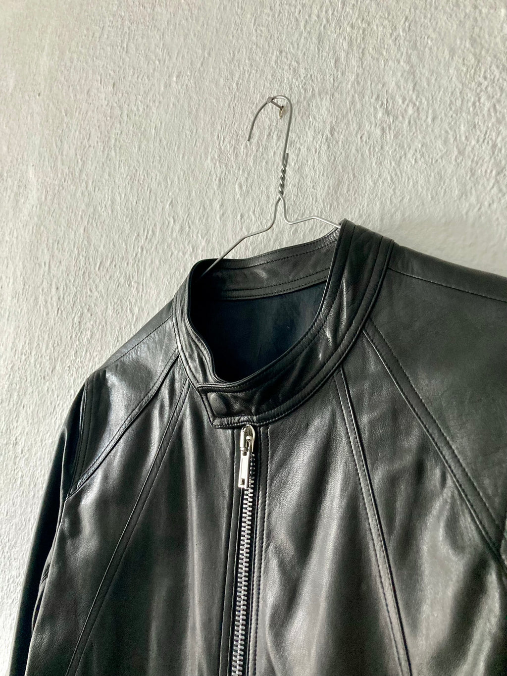 S/S 17 "WALRUS" Lamb Leather Intarsia Jacket in Black