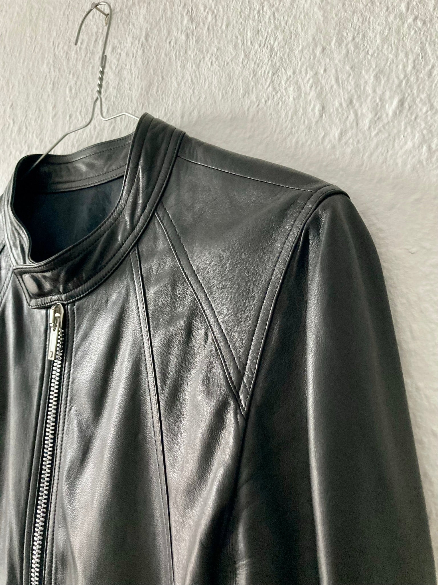 S/S 17 "WALRUS" Lamb Leather Intarsia Jacket in Black