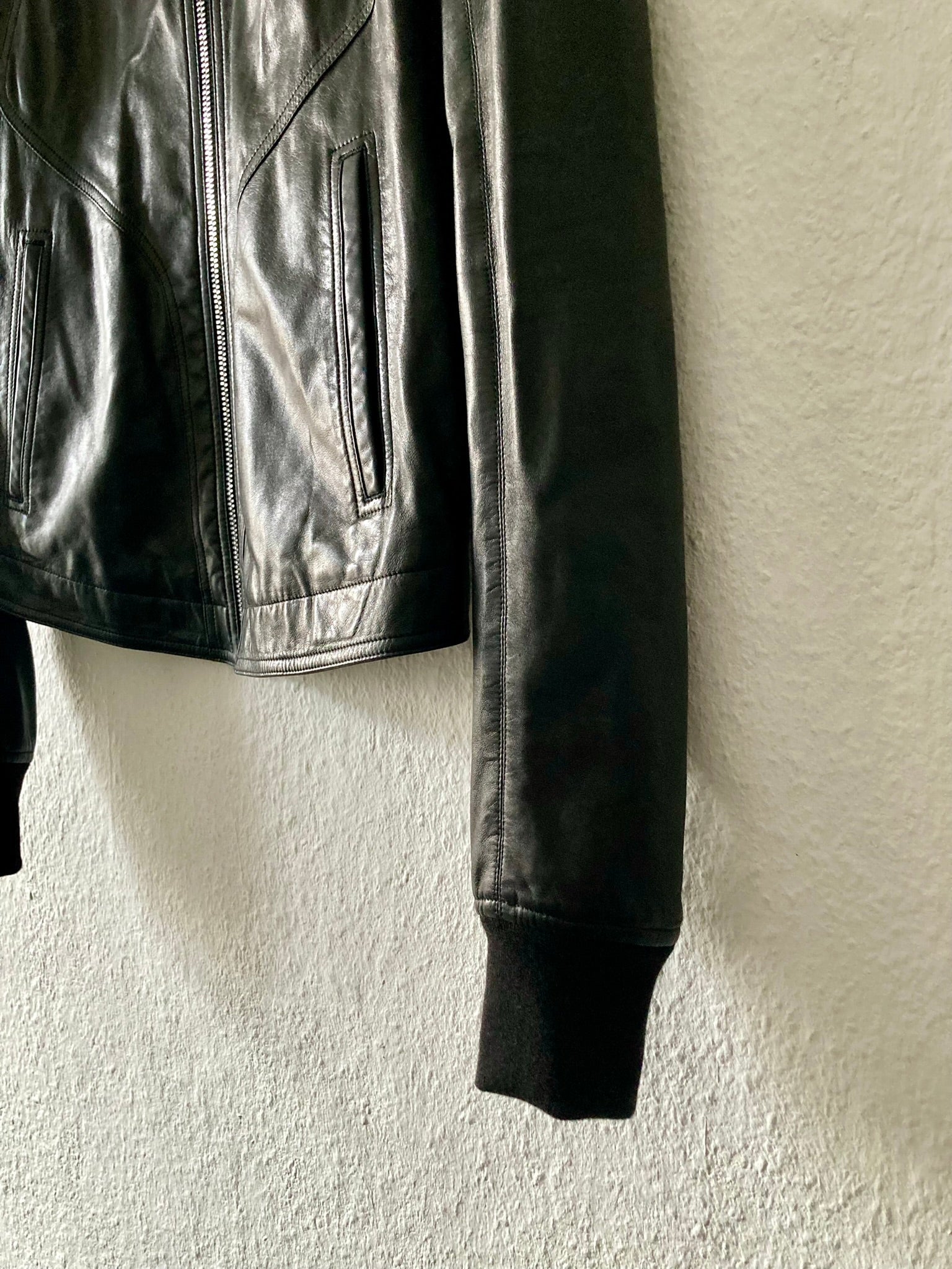 S/S 17 "WALRUS" Lamb Leather Intarsia Jacket in Black