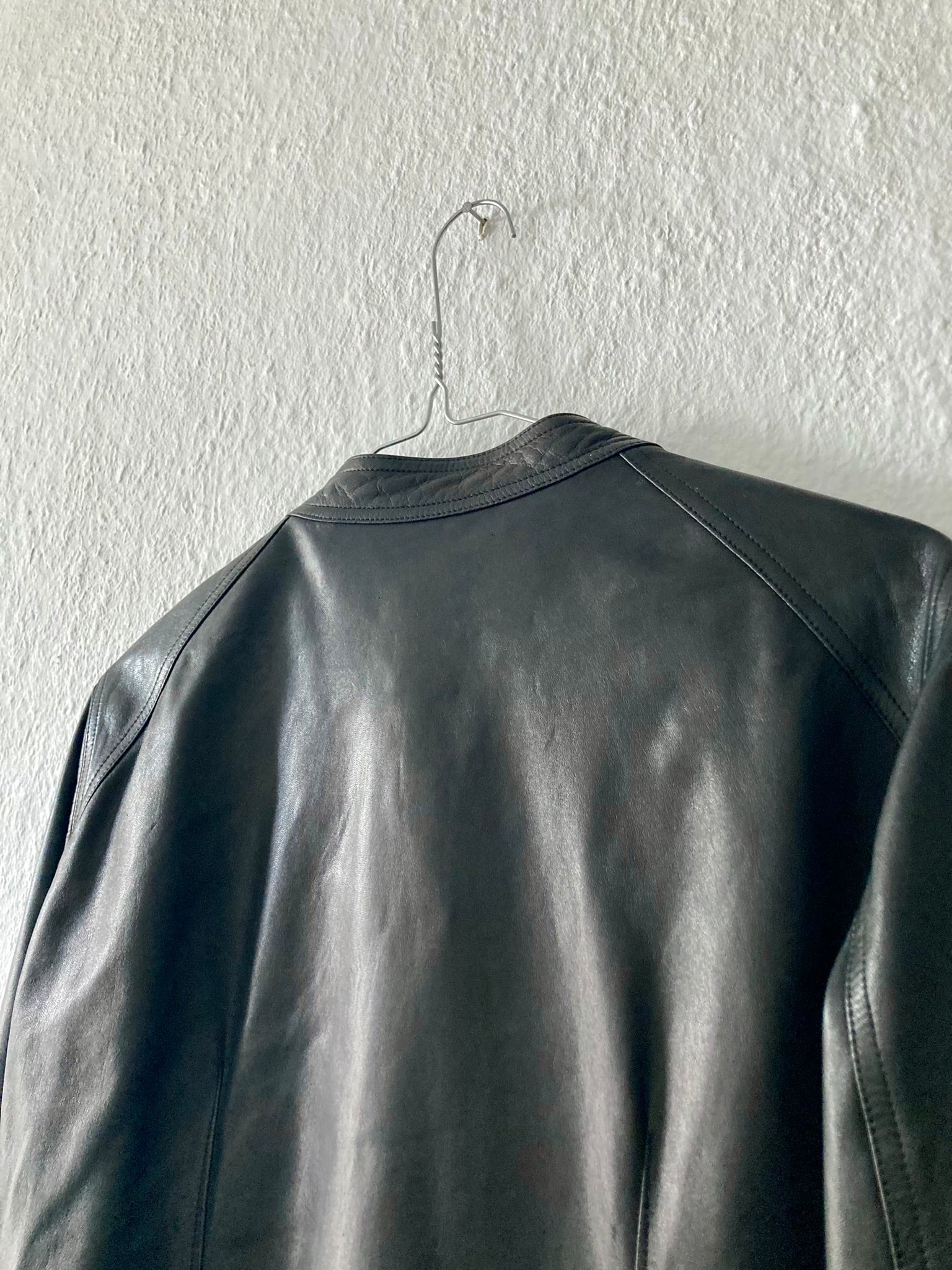 S/S 17 "WALRUS" Lamb Leather Intarsia Jacket in Black