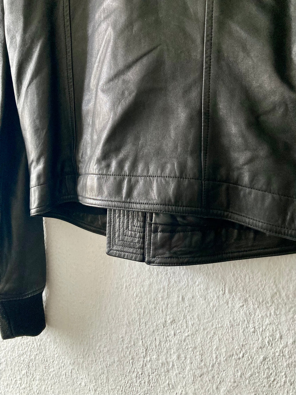 S/S 17 "WALRUS" Lamb Leather Intarsia Jacket in Black