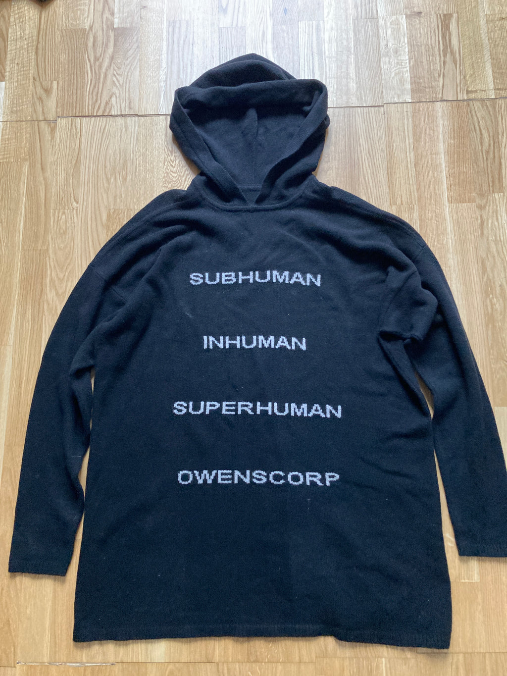 F/W 22 "STROBE" Black Runway Cashmere Hoodie Rick Owens L
