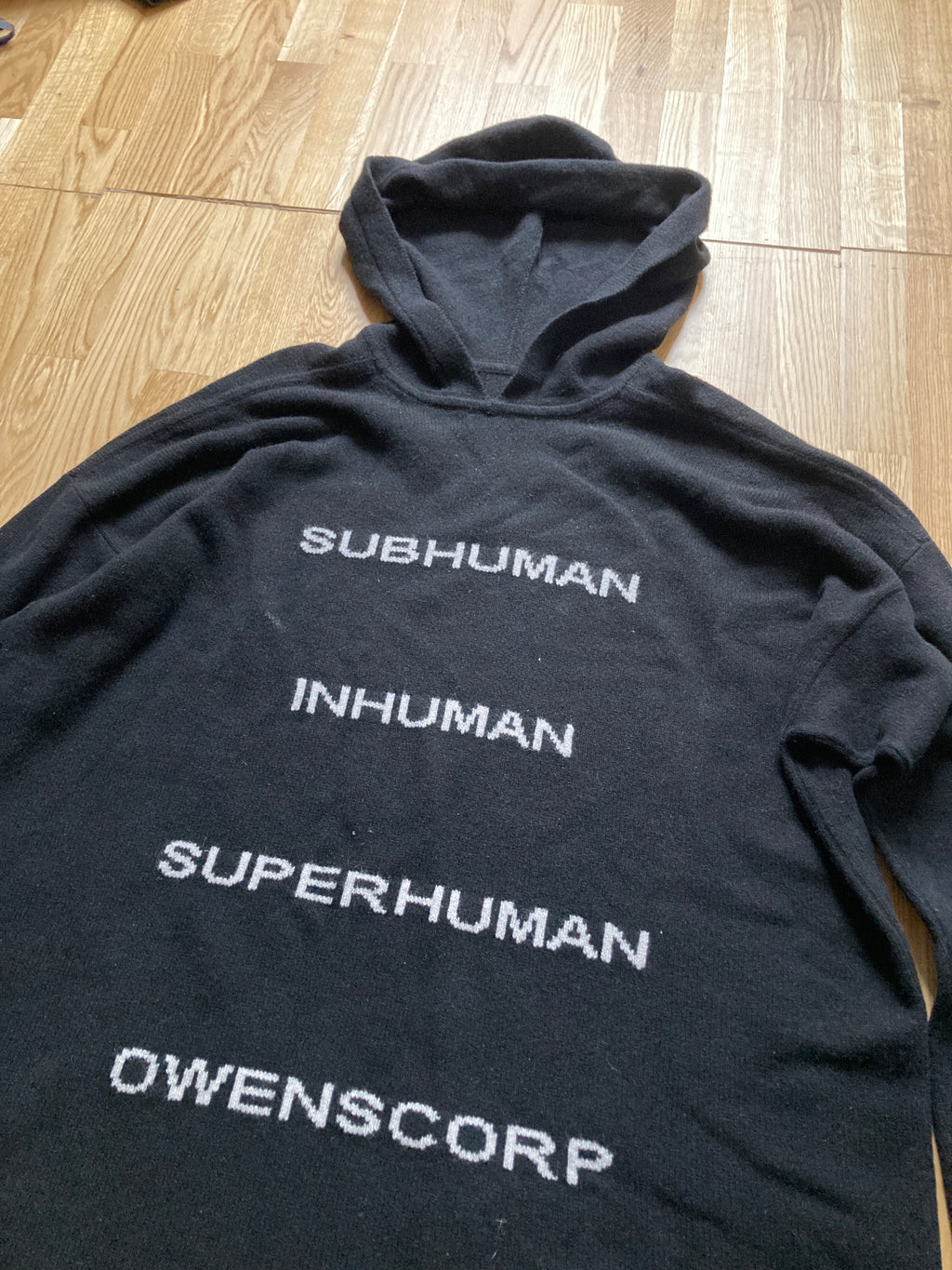 F/W 22 "STROBE" Black Runway Cashmere Hoodie Rick Owens L