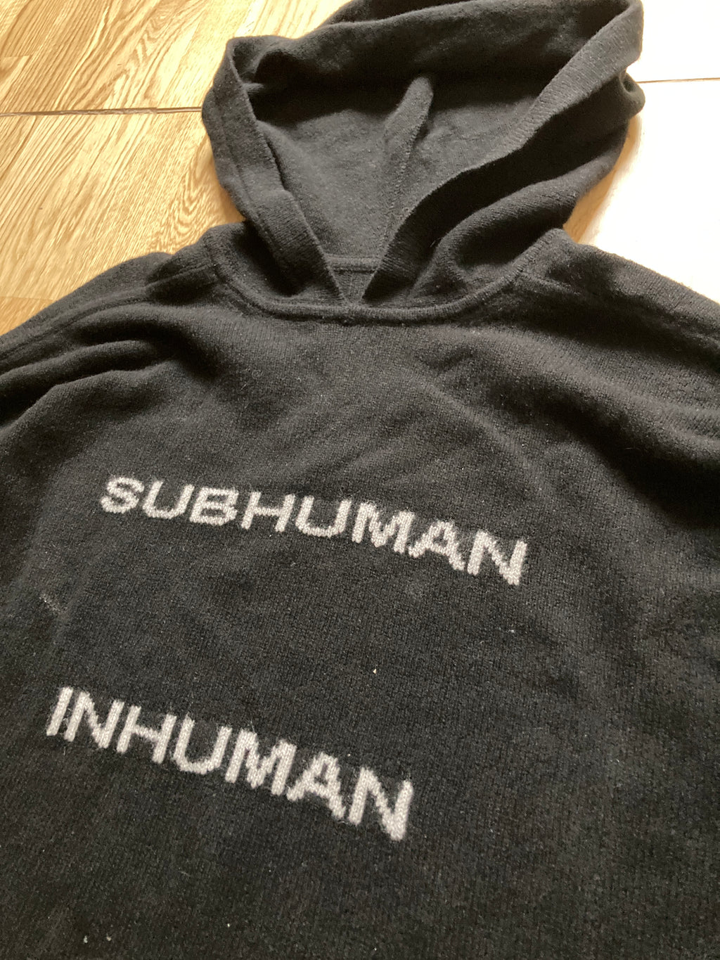 F/W 22 "STROBE" Black Runway Cashmere Hoodie Rick Owens L