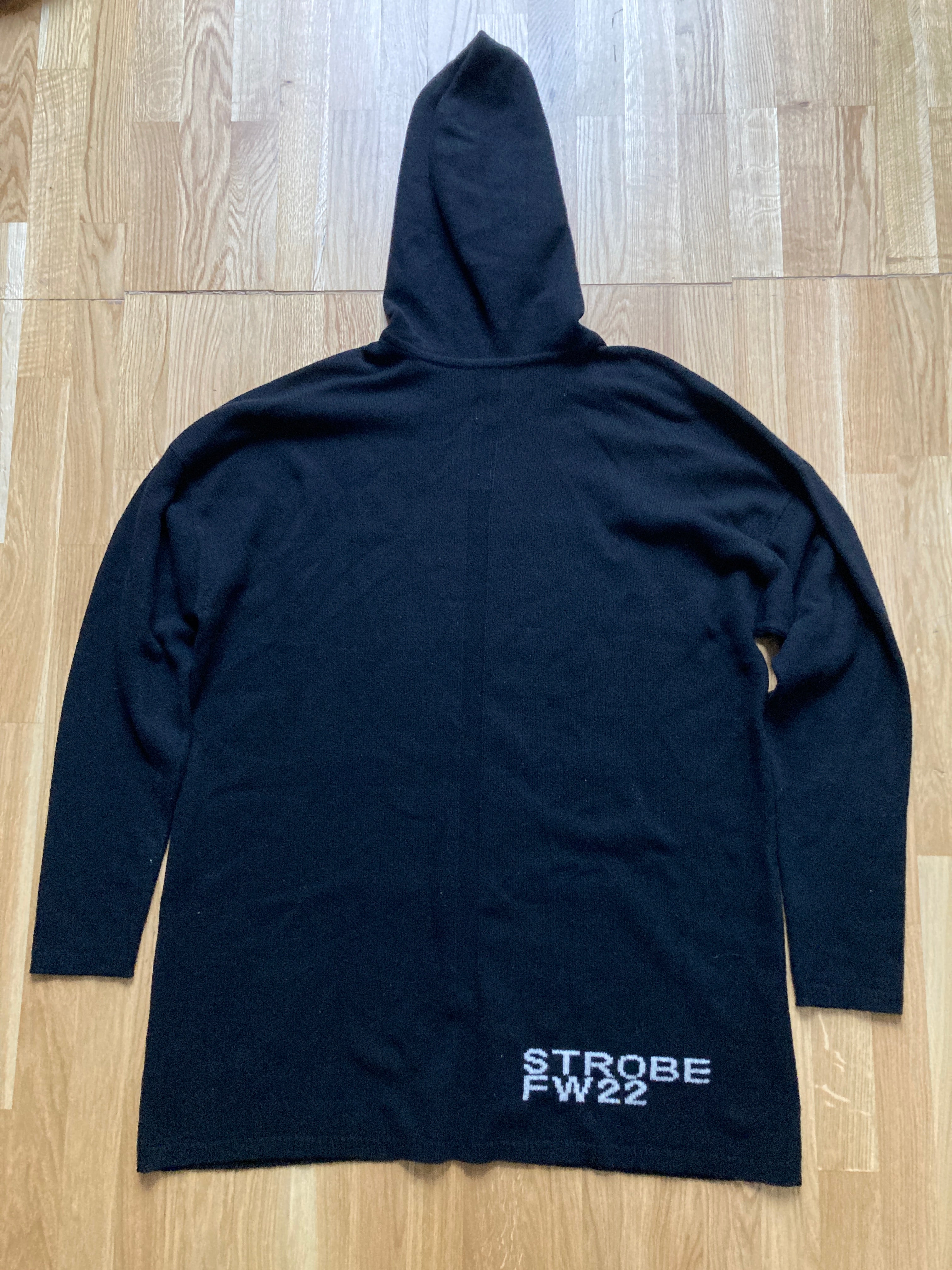 F/W 22 "STROBE" Black Runway Cashmere Hoodie Rick Owens L