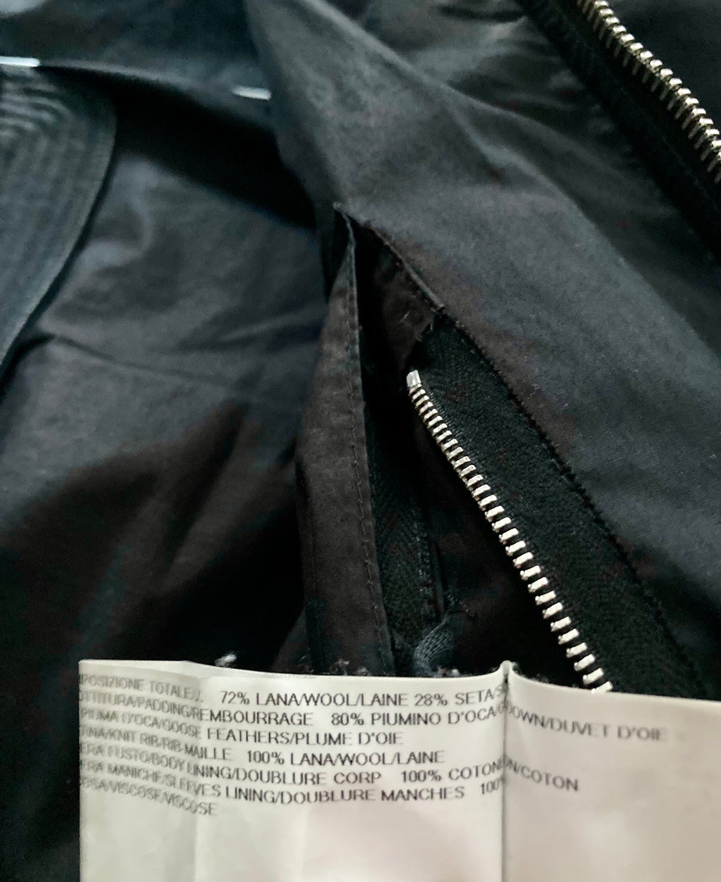 F/W 14 „MOODY“ Runway Sample Silk & Wool Down-Filled Bomber Jacket in Black