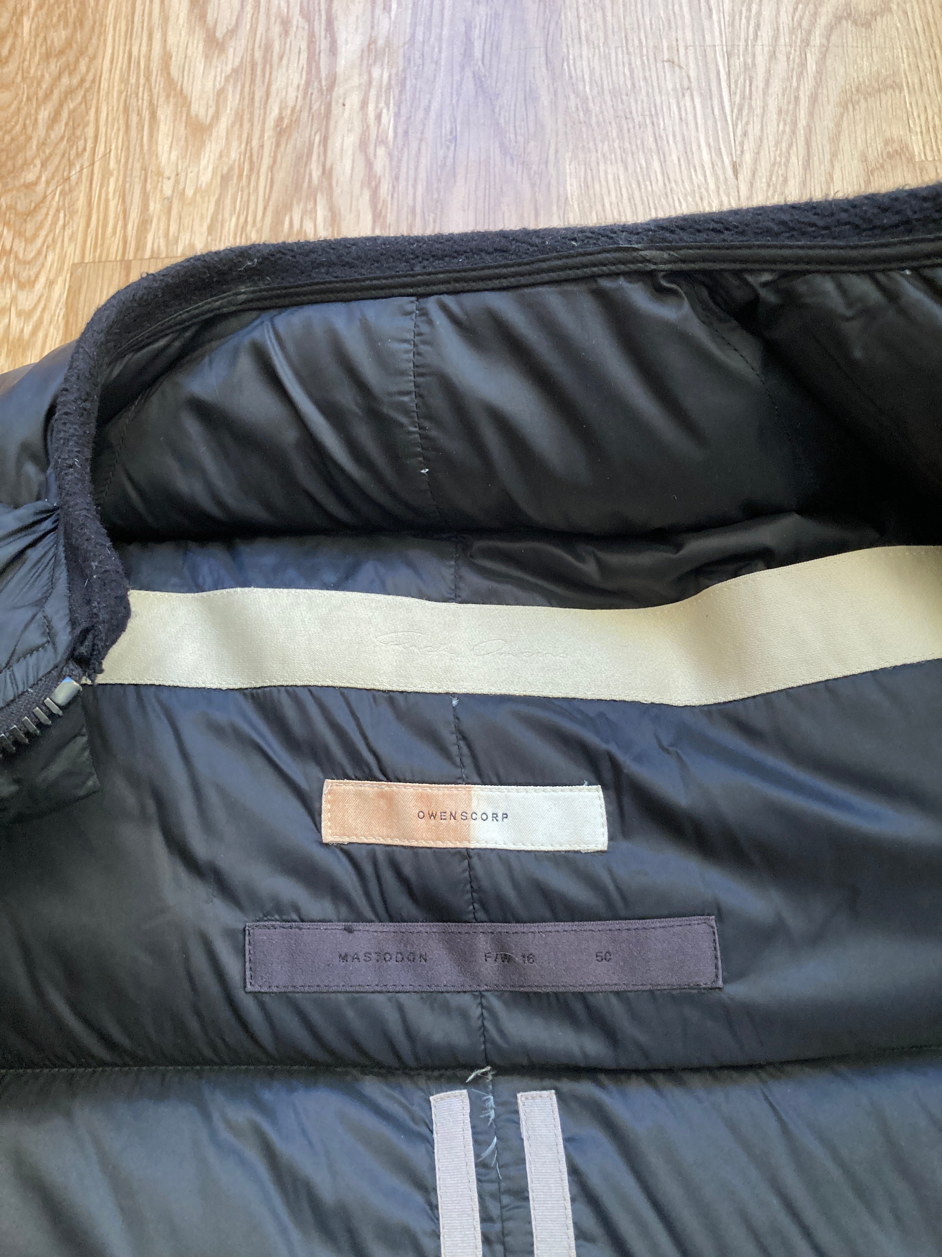 F/W 16 "MASTODON" Runway Pannier Cargo Down Puffer Coat in Black Size 50/M