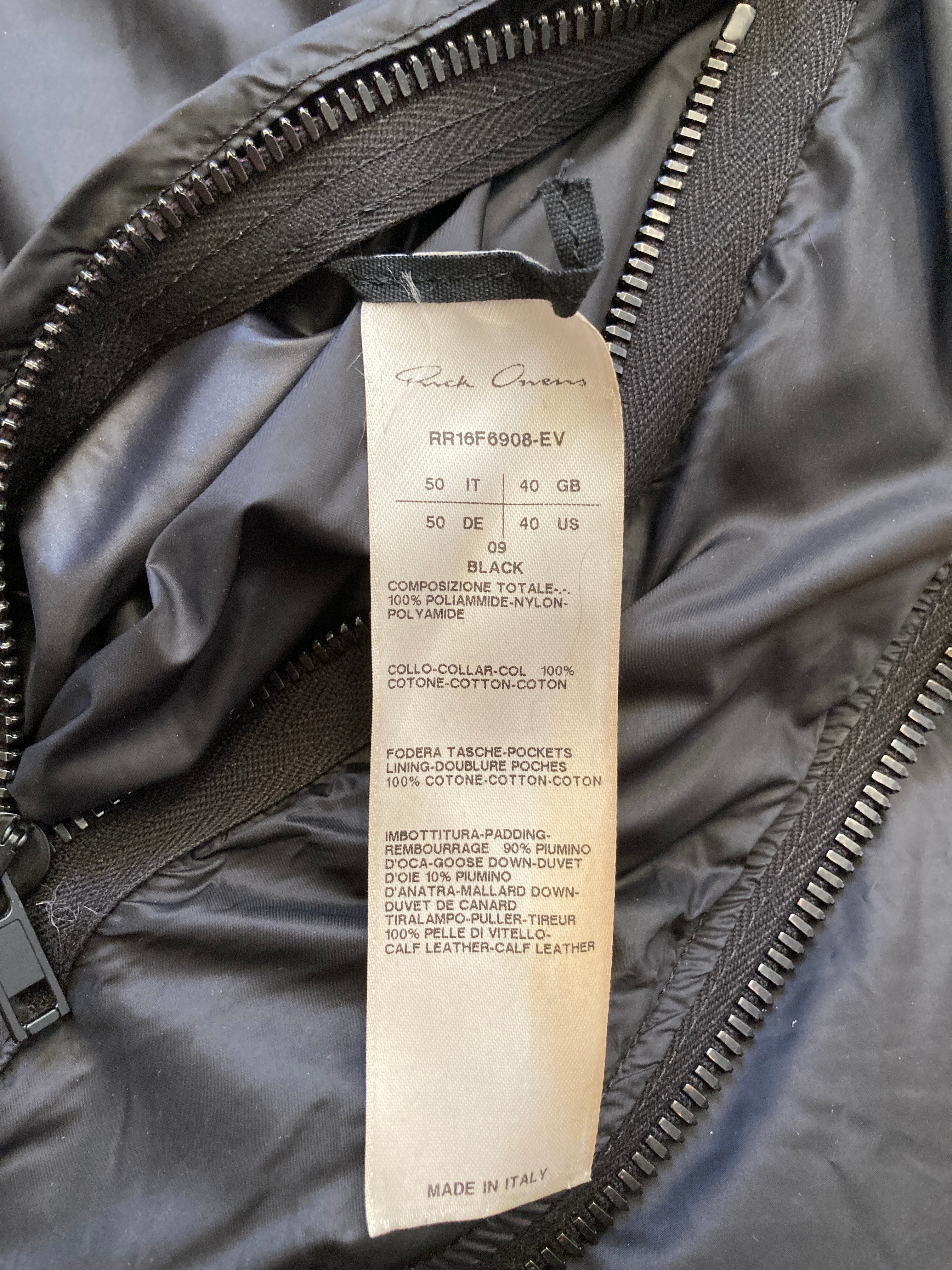 F/W 16 "MASTODON" Runway Pannier Cargo Down Puffer Coat in Black Size 50/M