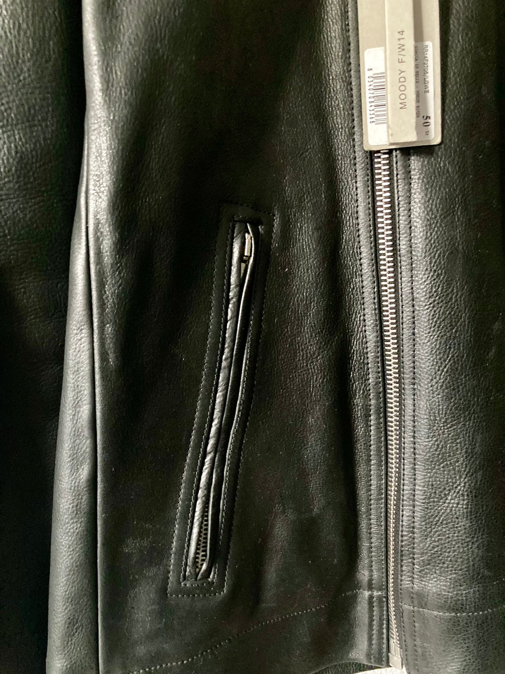 F/W 14 "MOODY" Runway Cashmere-Lined Shoulder Epaulet Leather Jacket in Black Size 50/M