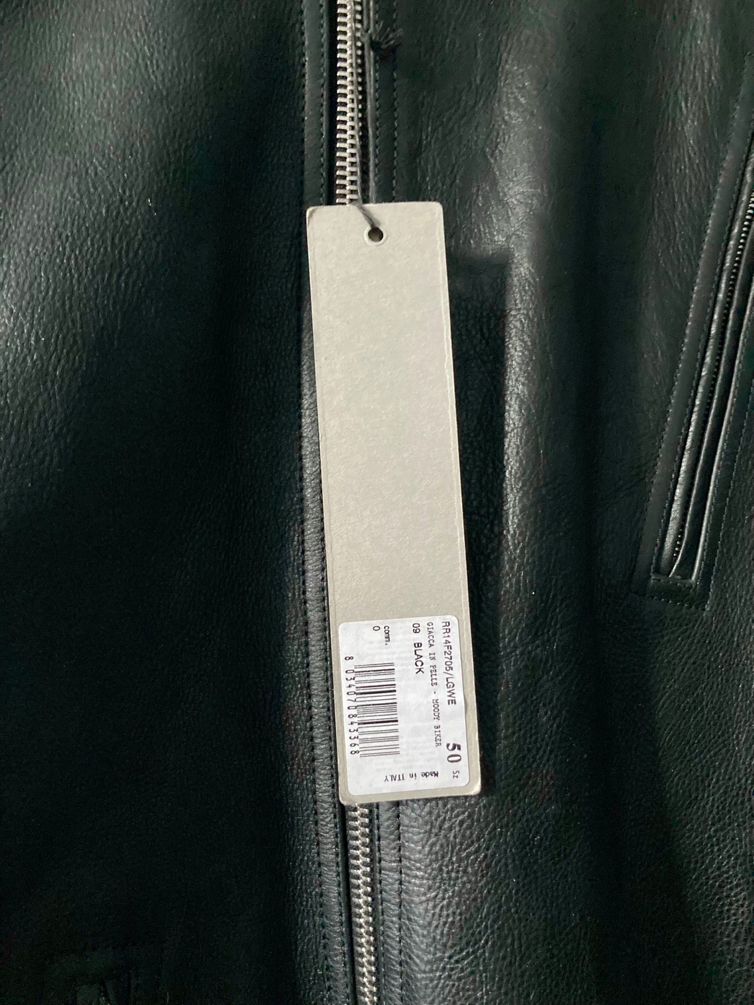 F/W 14 "MOODY" Runway Cashmere-Lined Shoulder Epaulet Leather Jacket in Black Size 50/M