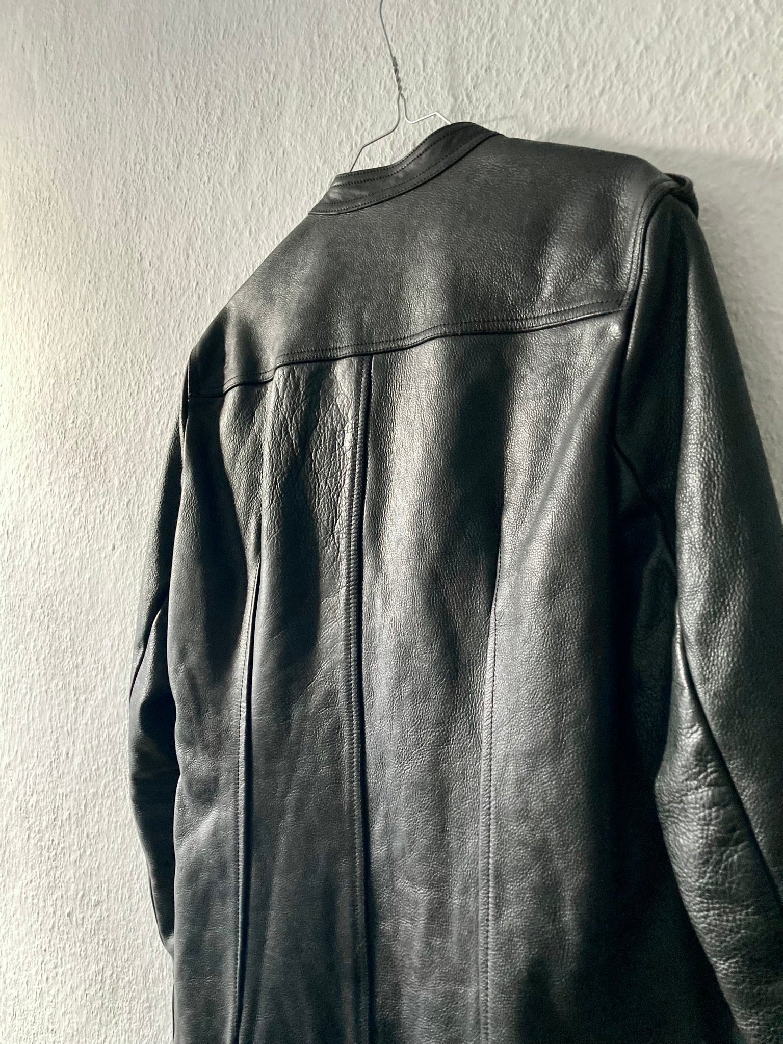 F/W 14 "MOODY" Runway Cashmere-Lined Shoulder Epaulet Leather Jacket in Black Size 50/M