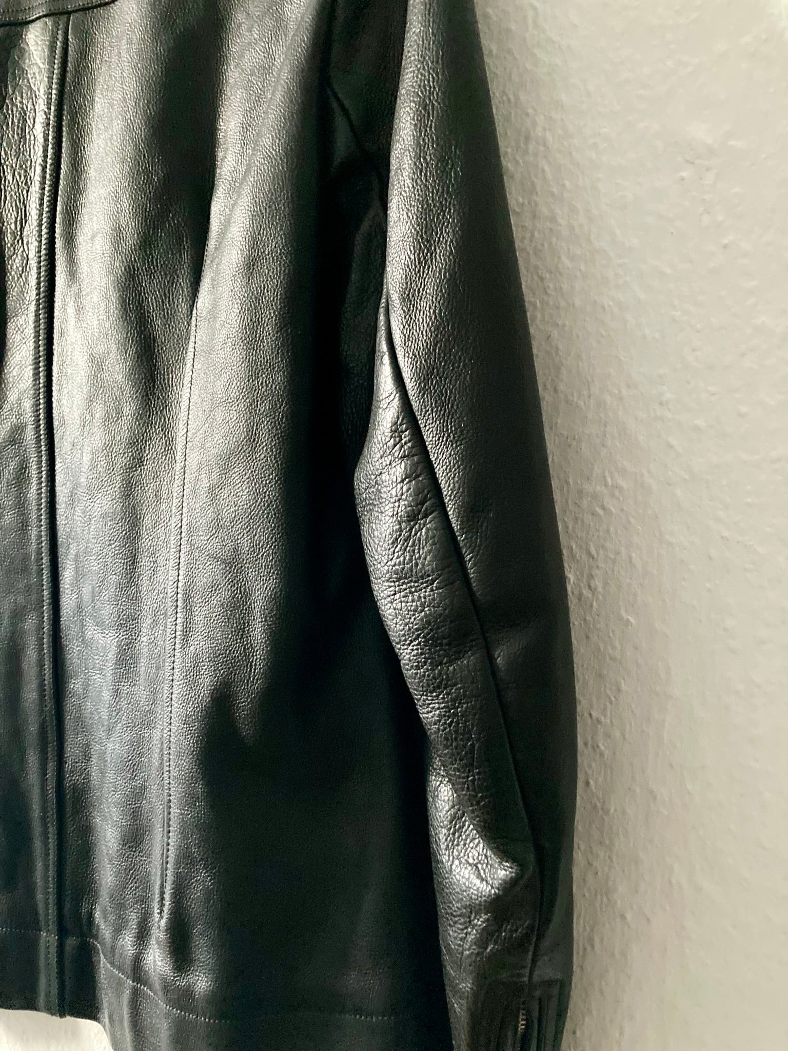 F/W 14 "MOODY" Runway Cashmere-Lined Shoulder Epaulet Leather Jacket in Black Size 50/M