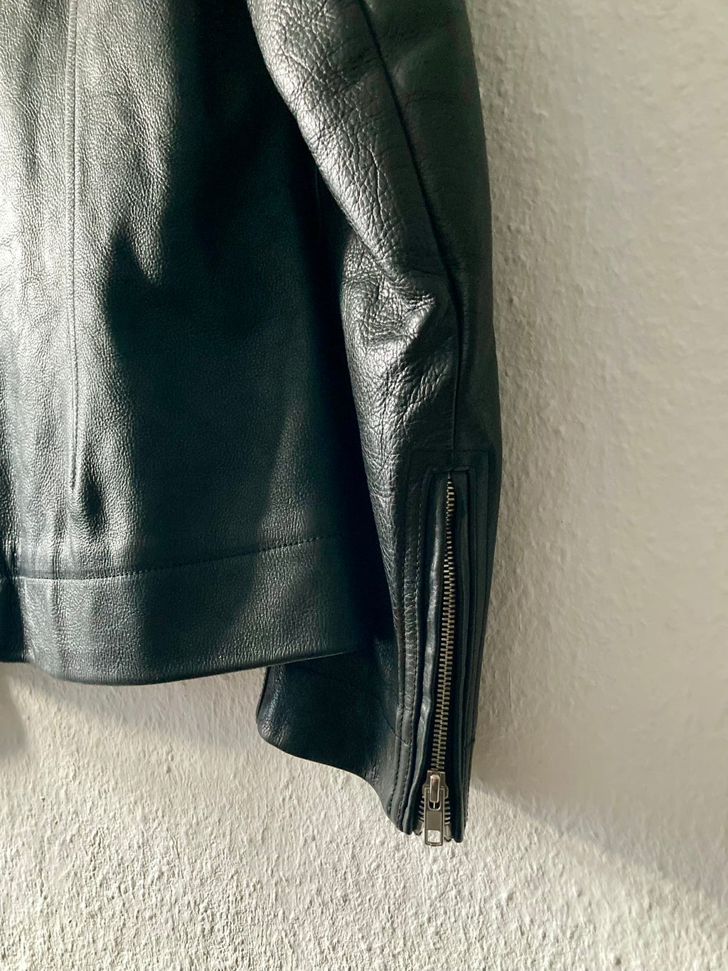 F/W 14 "MOODY" Runway Cashmere-Lined Shoulder Epaulet Leather Jacket in Black Size 50/M