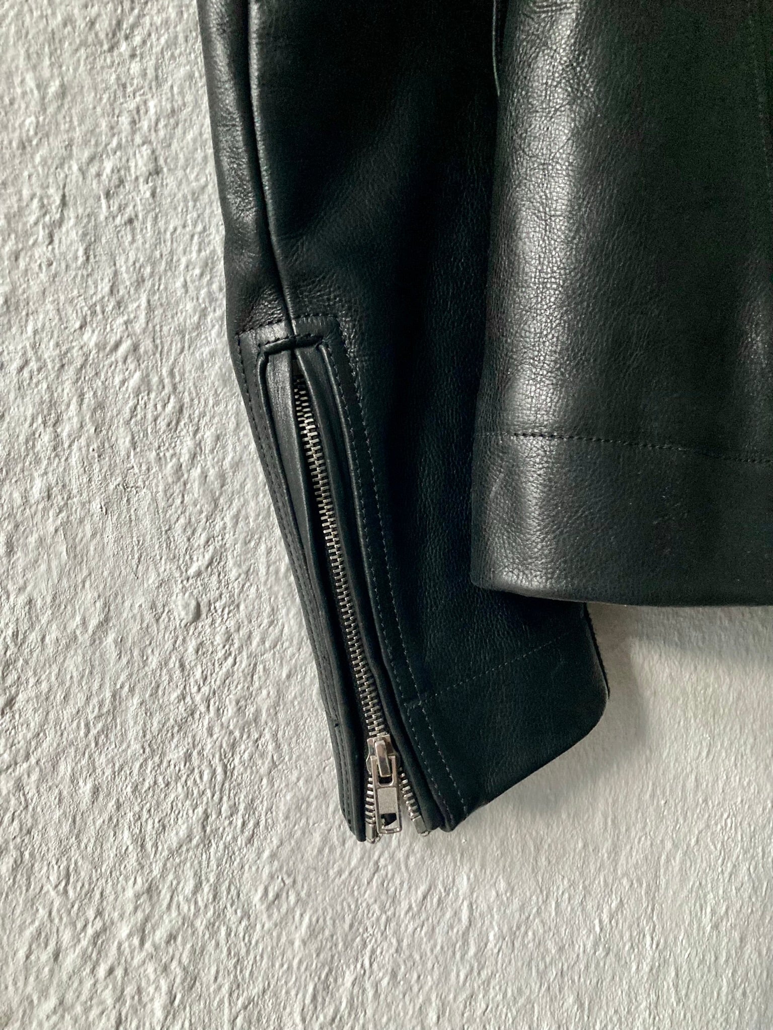 F/W 14 "MOODY" Runway Cashmere-Lined Shoulder Epaulet Leather Jacket in Black Size 50/M