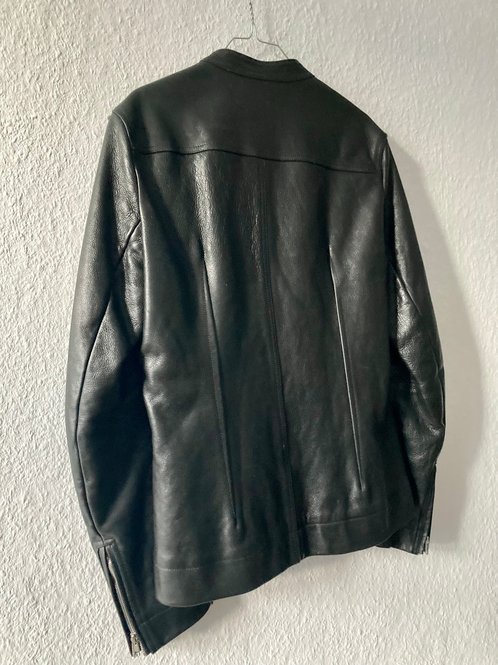 F/W 14 "MOODY" Runway Cashmere-Lined Shoulder Epaulet Leather Jacket in Black Size 50/M