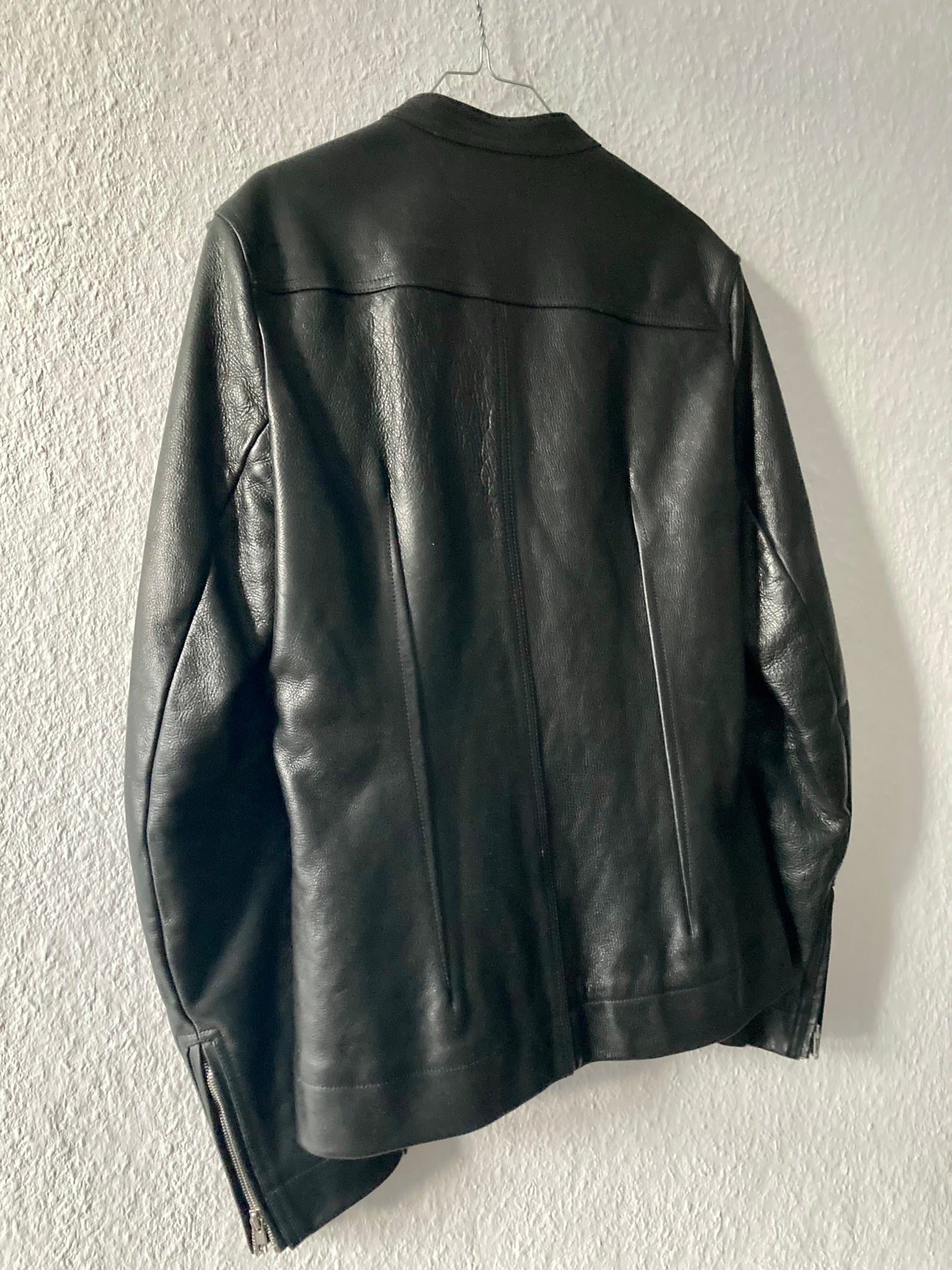 F/W 14 "MOODY" Runway Cashmere-Lined Shoulder Epaulet Leather Jacket in Black Size 50/M