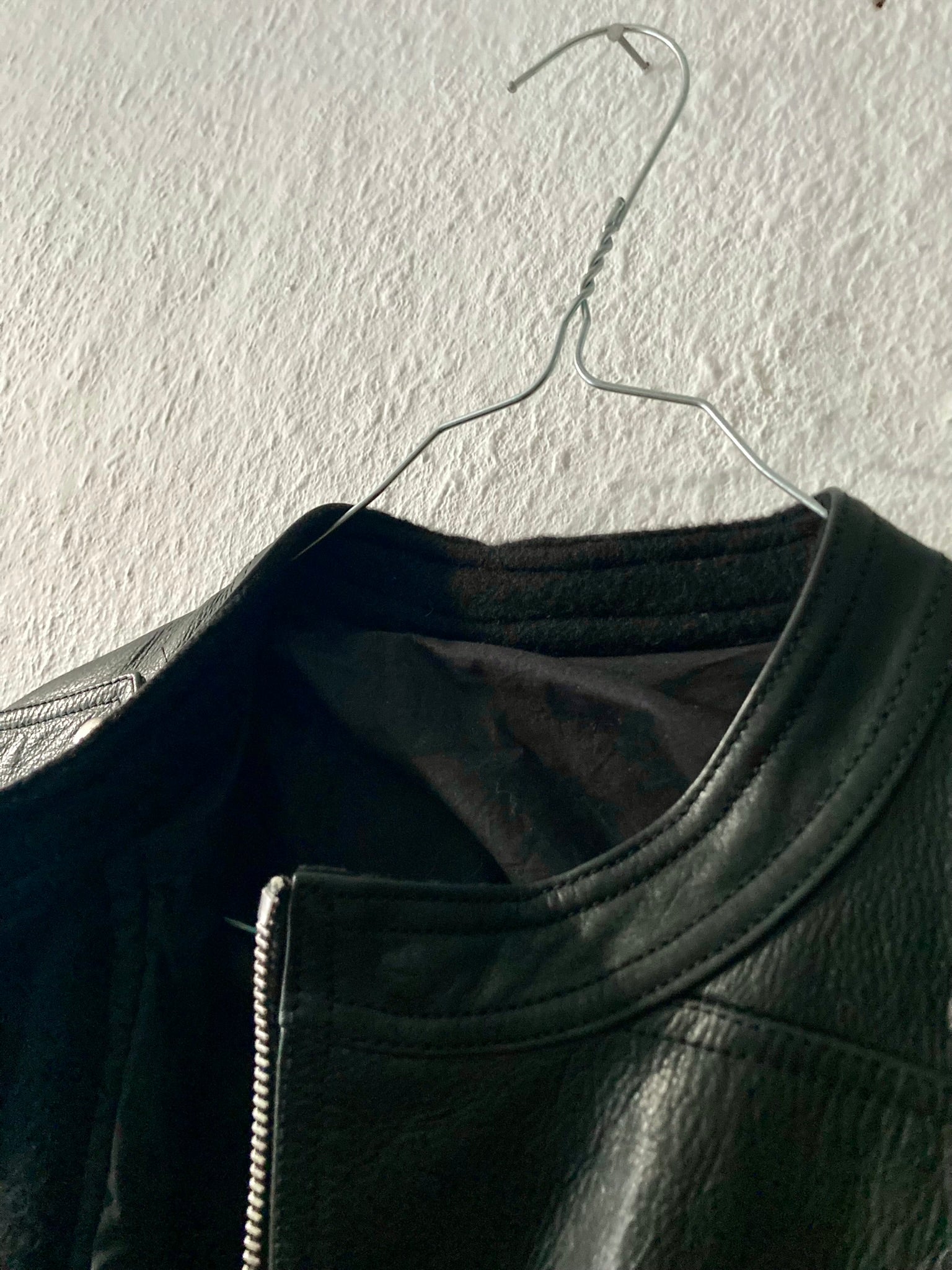 F/W 14 "MOODY" Runway Cashmere-Lined Shoulder Epaulet Leather Jacket in Black Size 50/M