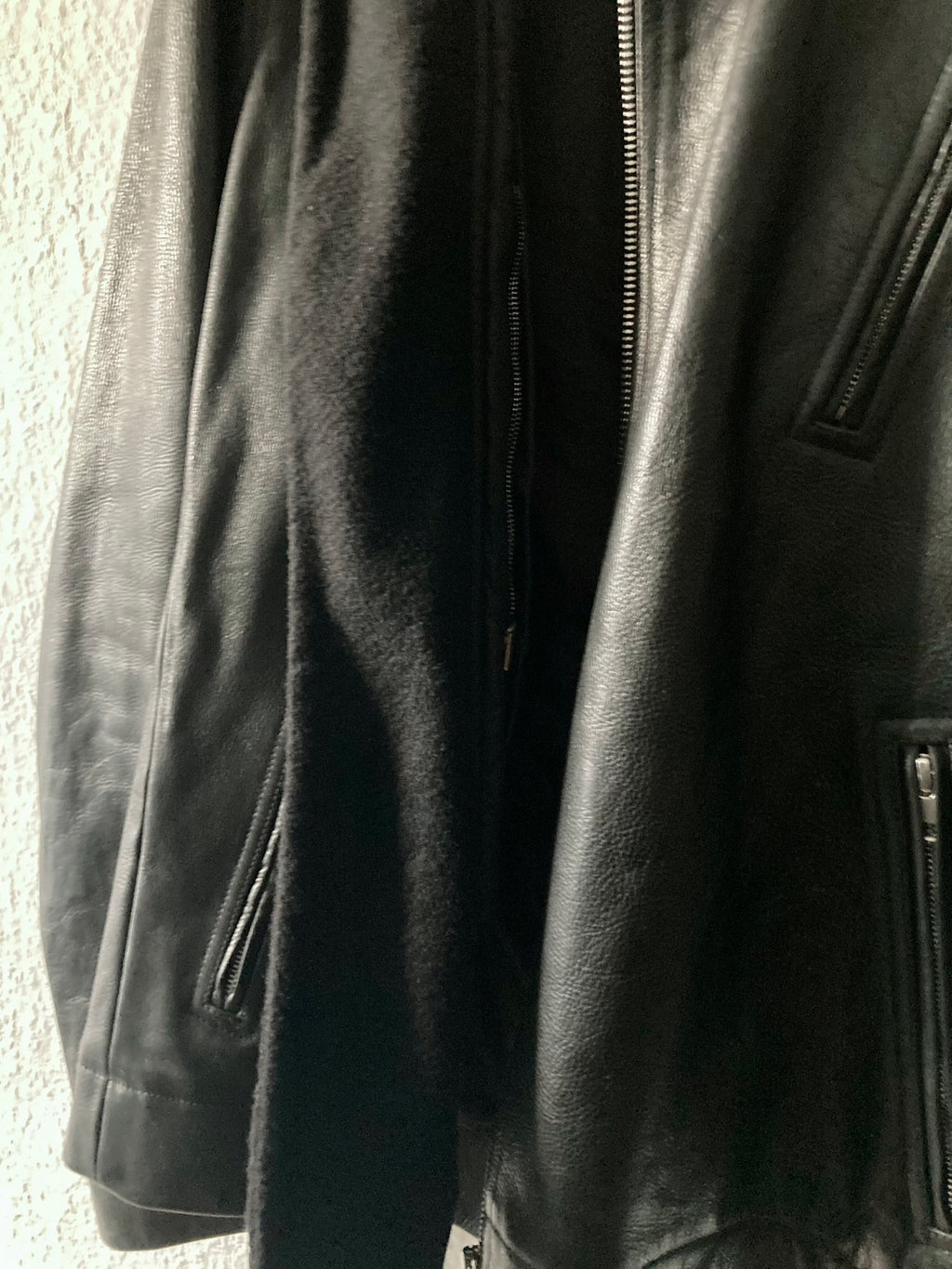 F/W 14 "MOODY" Runway Cashmere-Lined Shoulder Epaulet Leather Jacket in Black Size 50/M