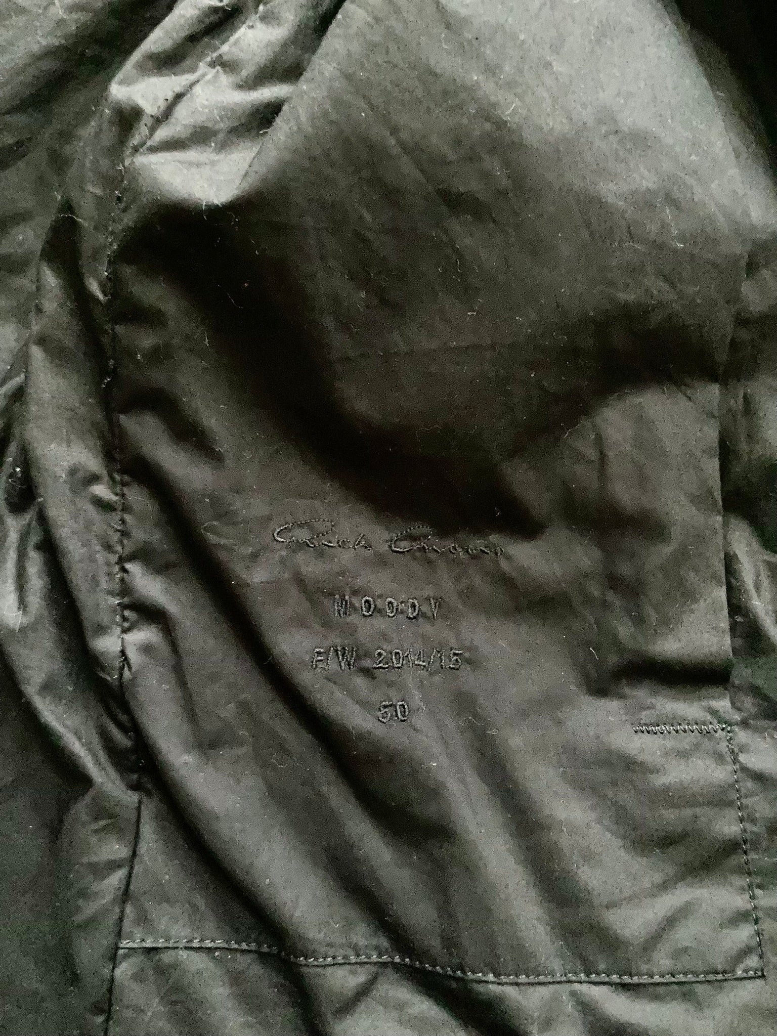 F/W 14 "MOODY" Runway Cashmere-Lined Shoulder Epaulet Leather Jacket in Black Size 50/M