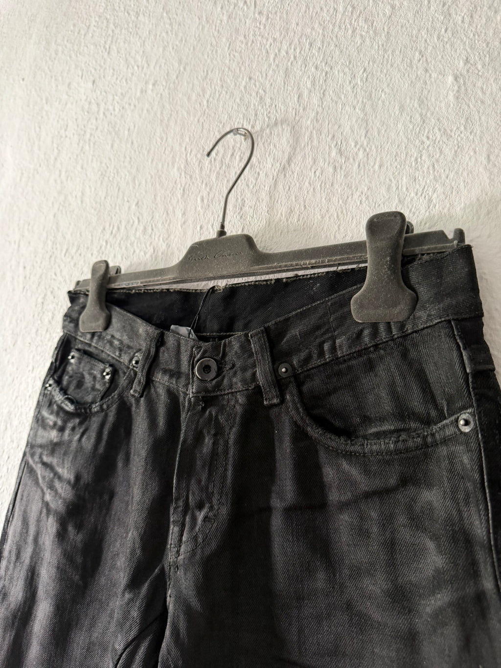 F/W 06 "DUSTULATOR" Black Wax Detroit Cut Denim Jeans Rick Owens