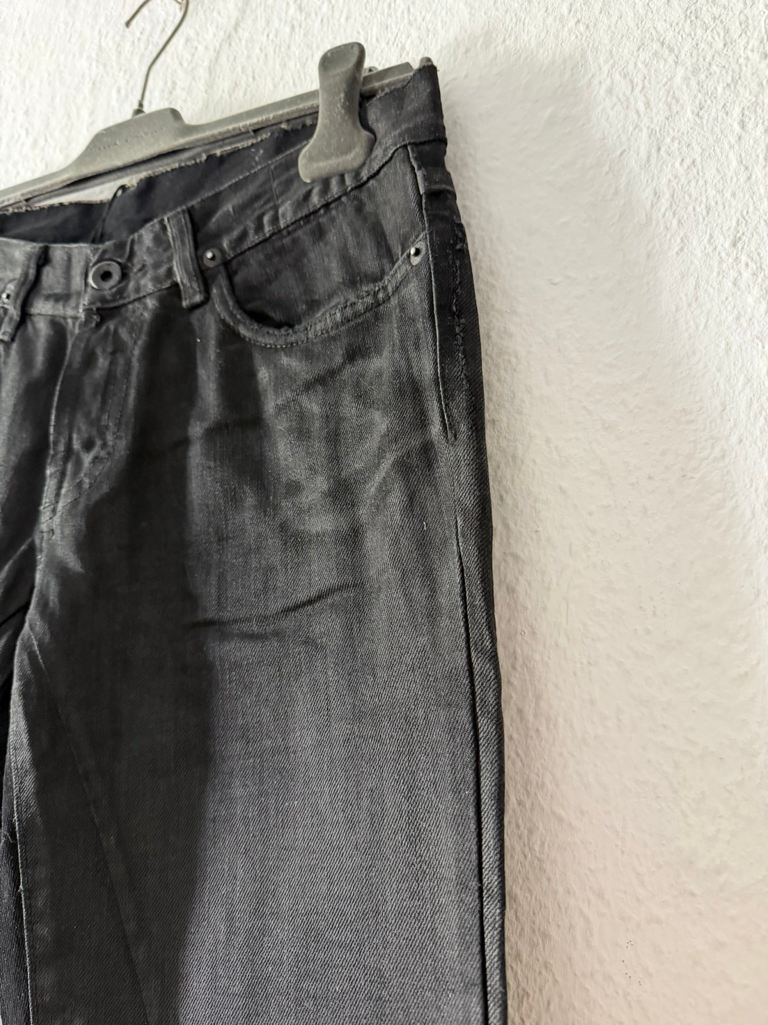 F/W 06 "DUSTULATOR" Black Wax Detroit Cut Denim Jeans Rick Owens