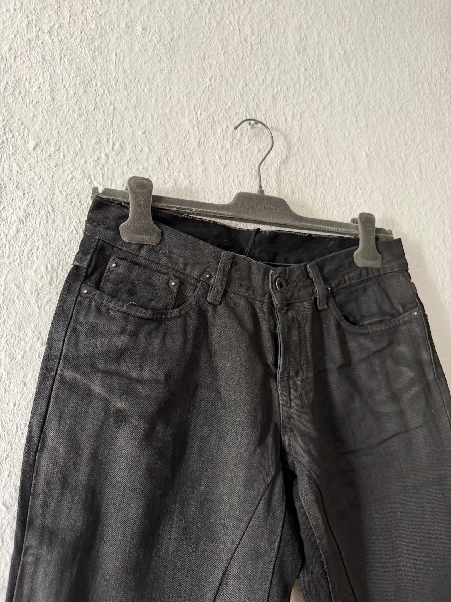 F/W 06 "DUSTULATOR" Black Wax Detroit Cut Denim Jeans Rick Owens