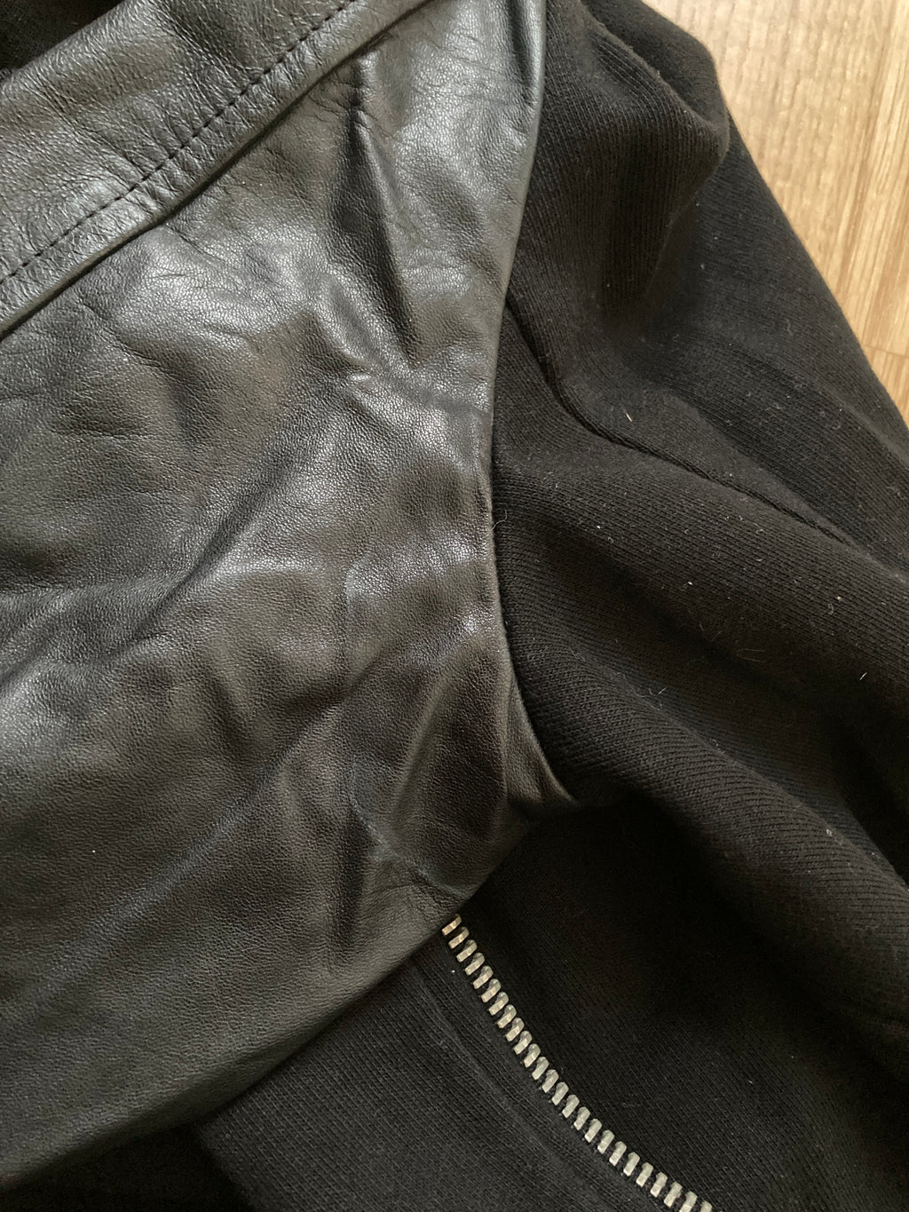 F/W 14 “MOODY” Felpa Mollino Jacket w. Leather Sleeves XL