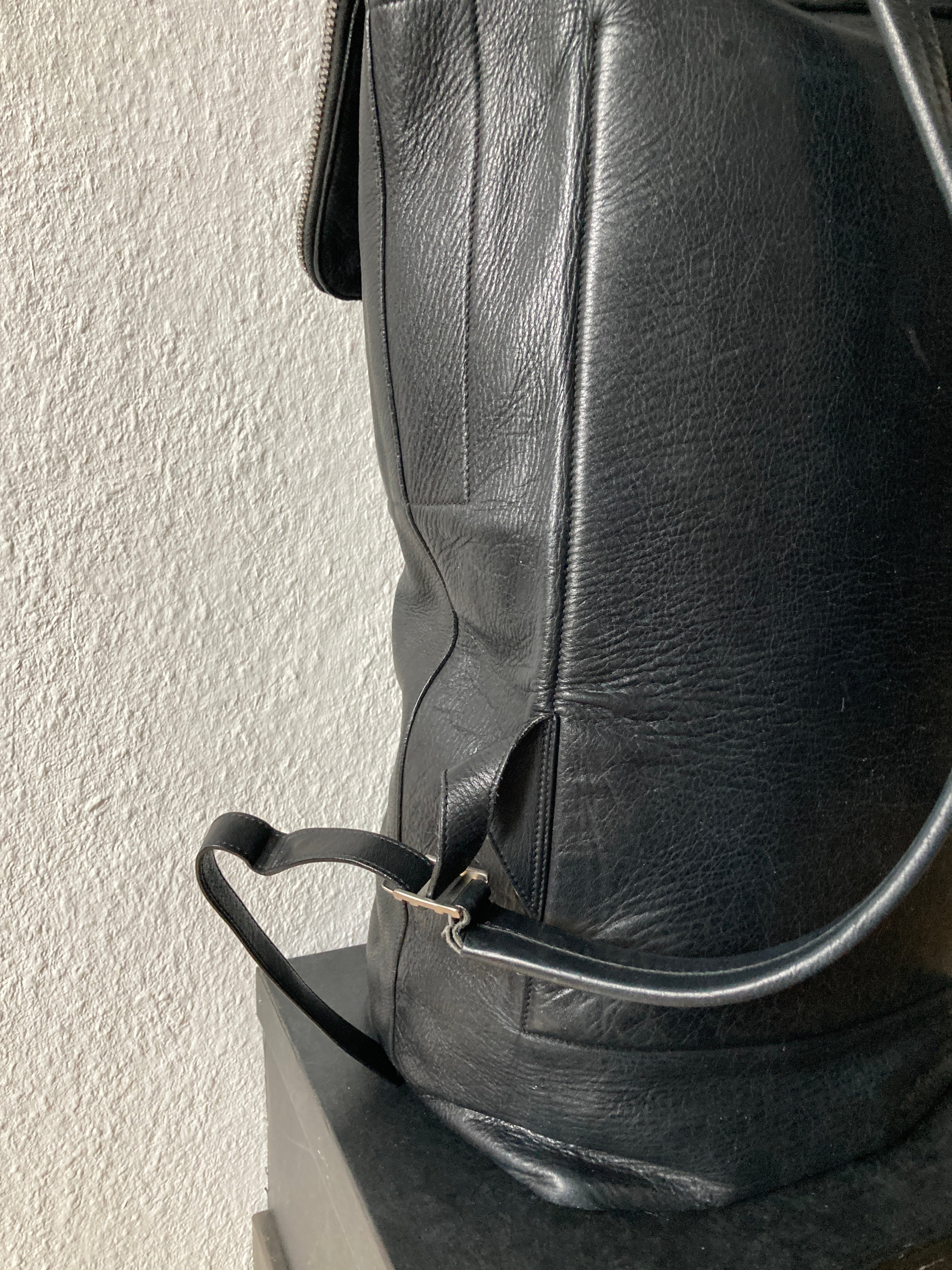 S/S 18 "DIRT" Large Black Duffle Calf Leather Backpack Rick Owens