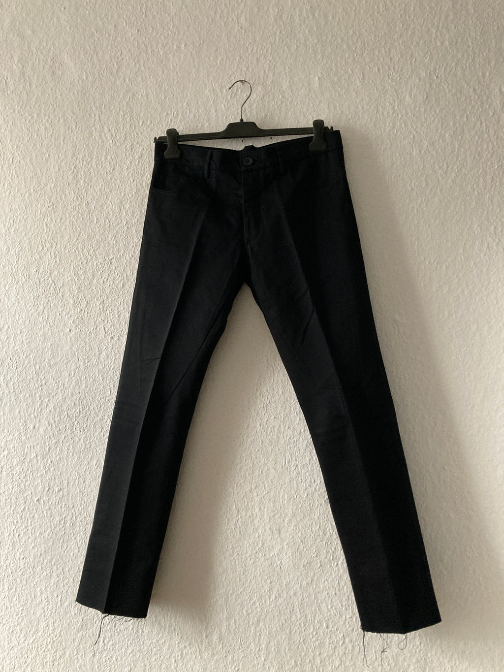 F/W 08 "STAG" Frayed Hem Black Cotton Trousers Rick Owens M