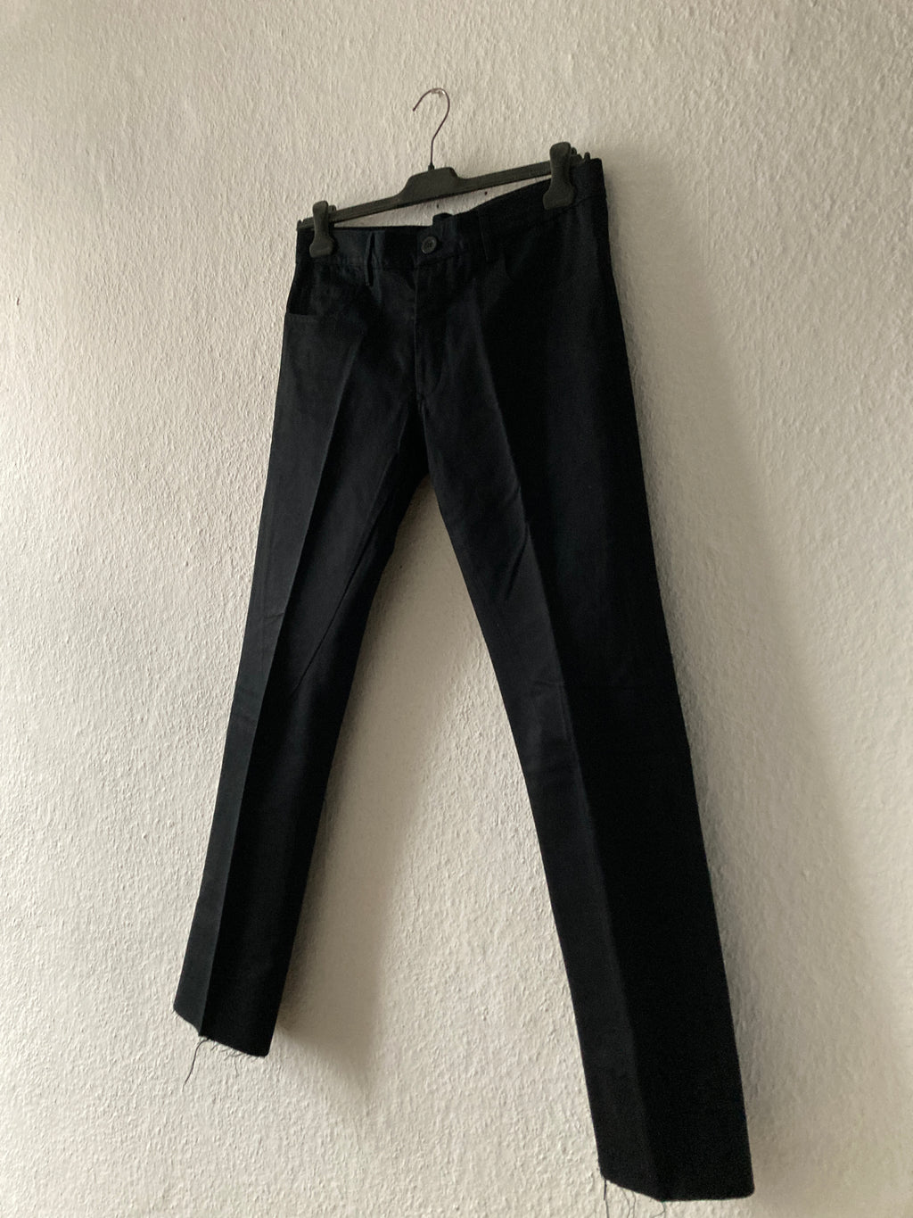 F/W 08 "STAG" Frayed Hem Black Cotton Trousers Rick Owens M