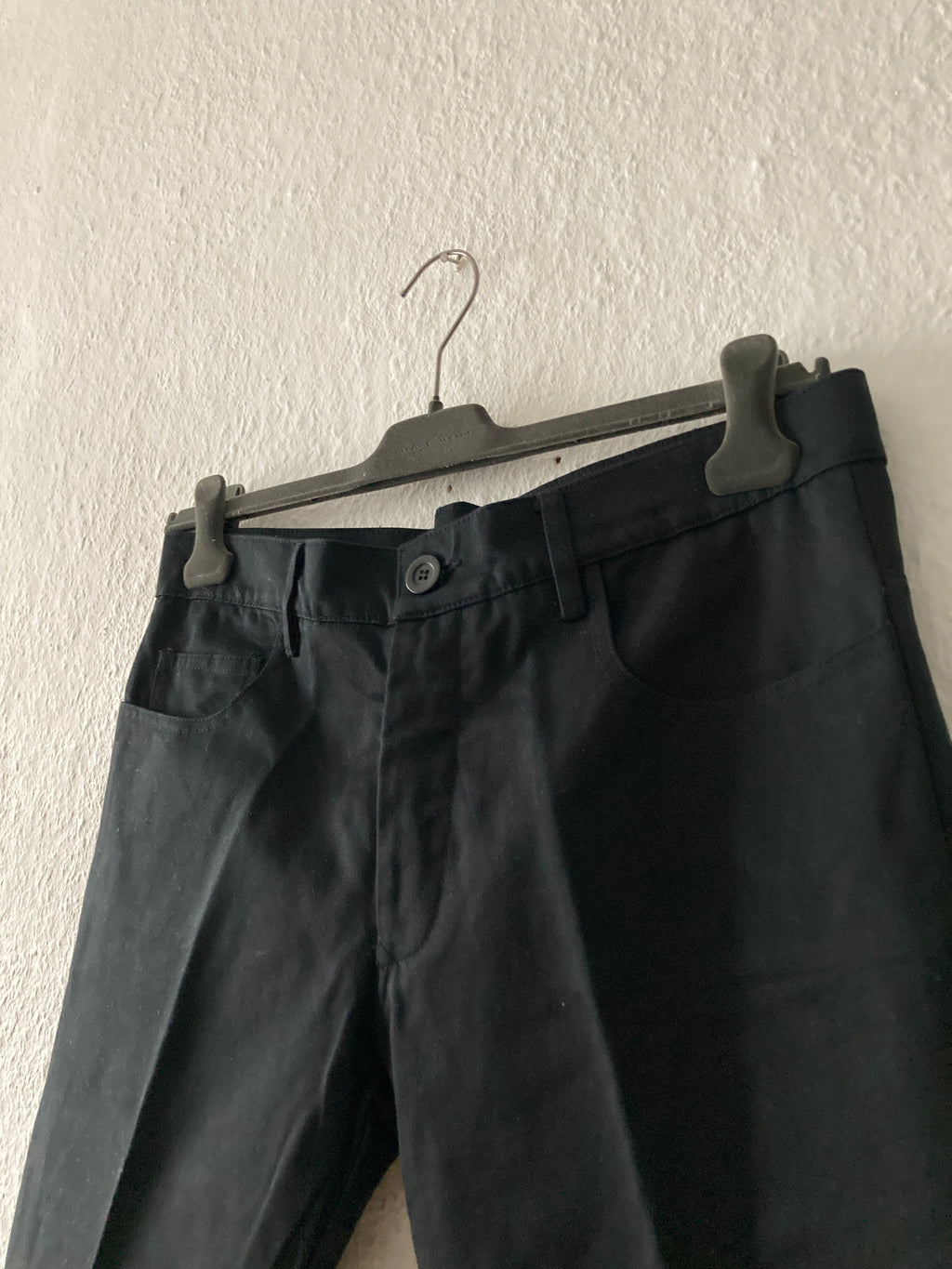 F/W 08 "STAG" Frayed Hem Black Cotton Trousers Rick Owens M