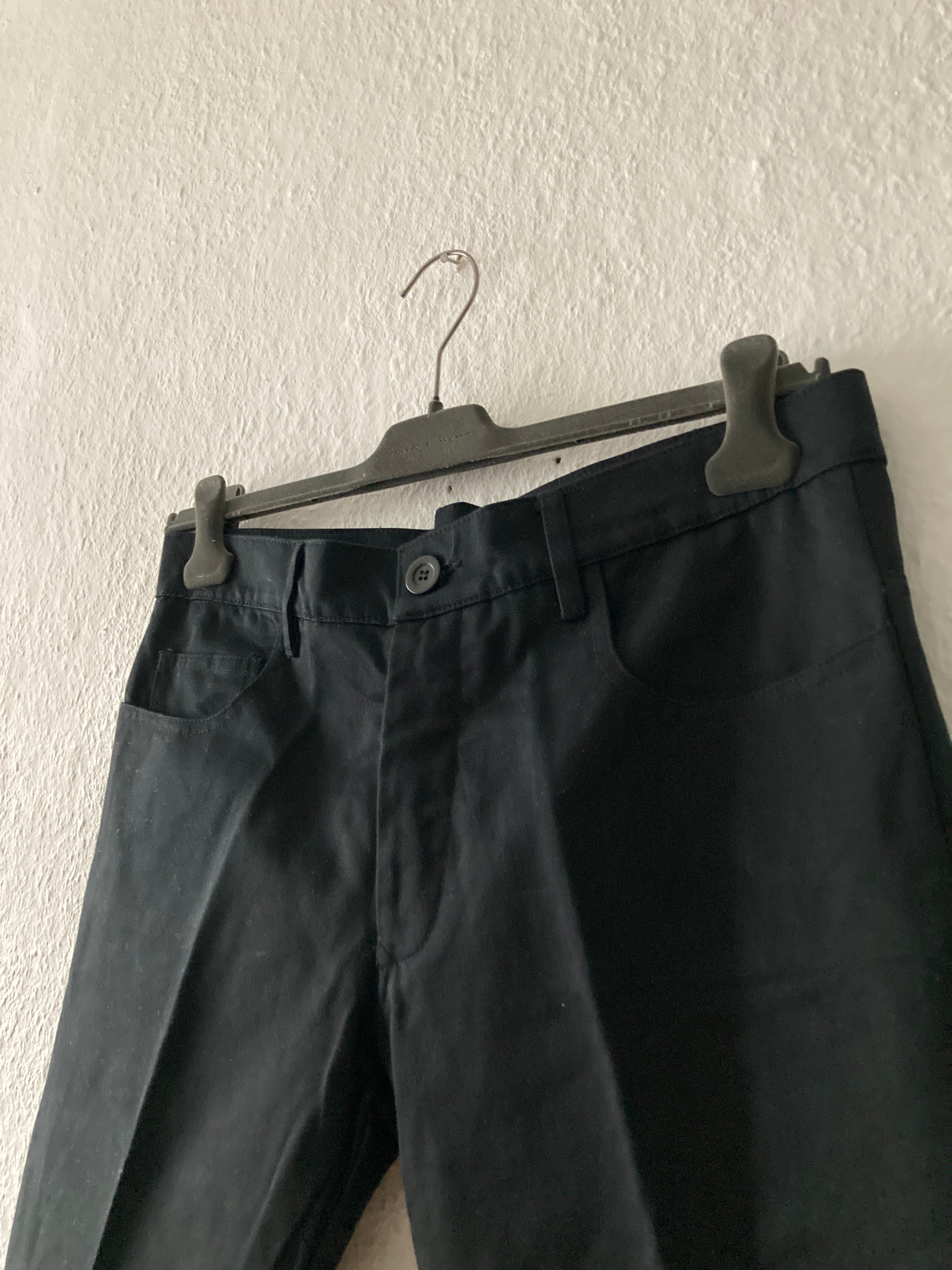 F/W 08 "STAG" Frayed Hem Black Cotton Trousers Rick Owens M
