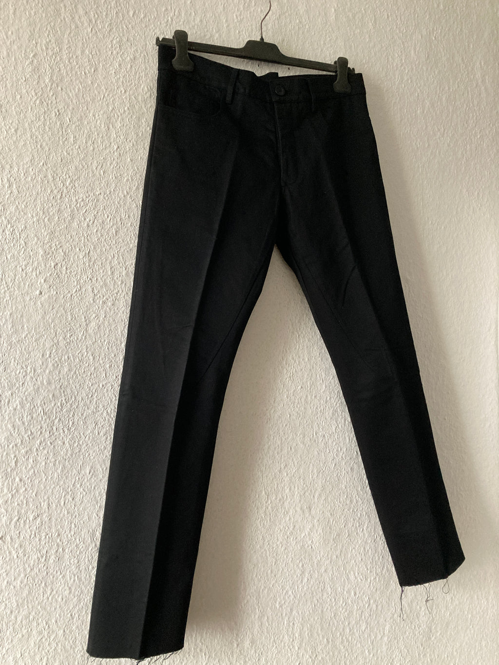 F/W 08 "STAG" Frayed Hem Black Cotton Trousers Rick Owens M