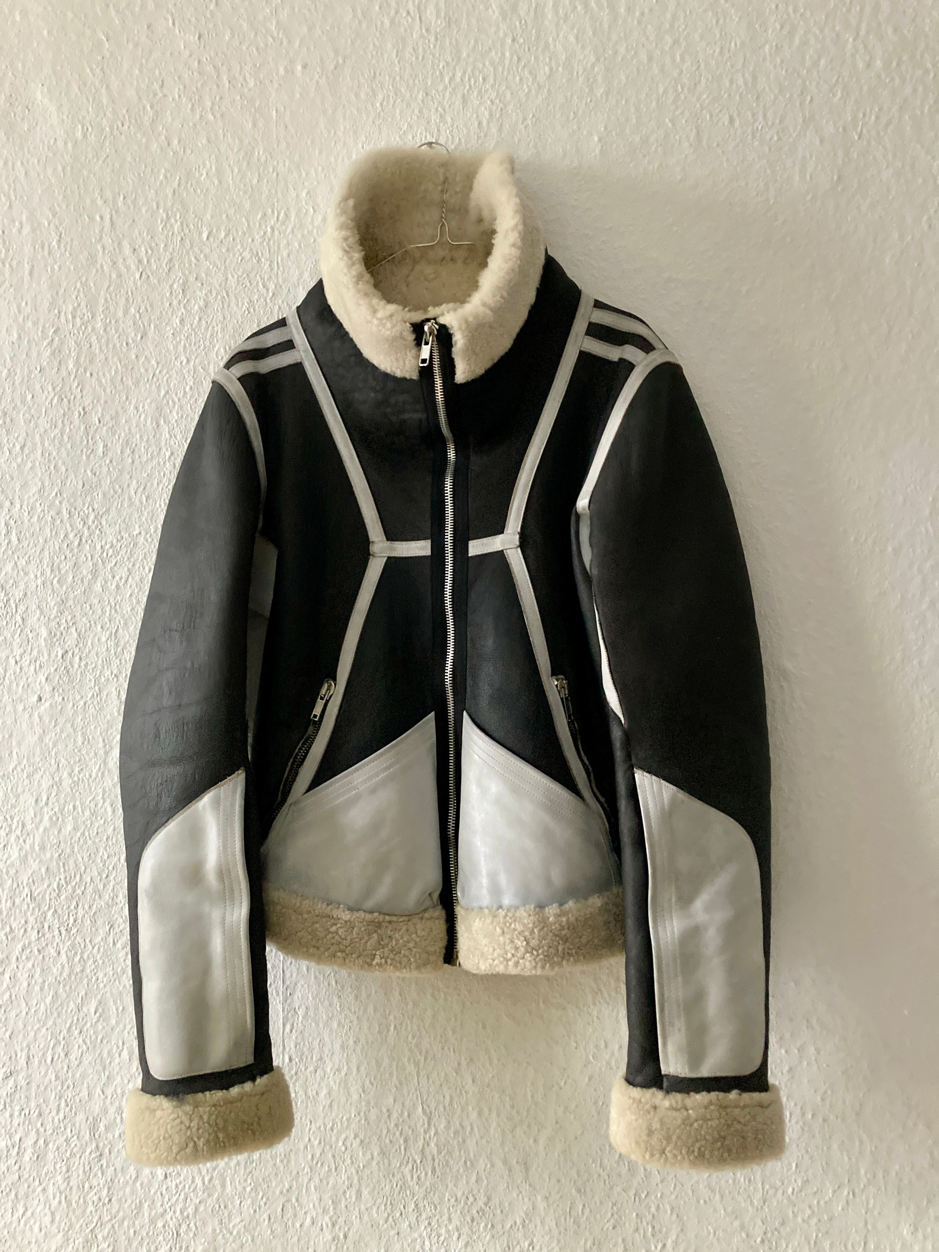 F/W 08 "STAG" Black & White Geo Shearling Jacket Rick Owens
